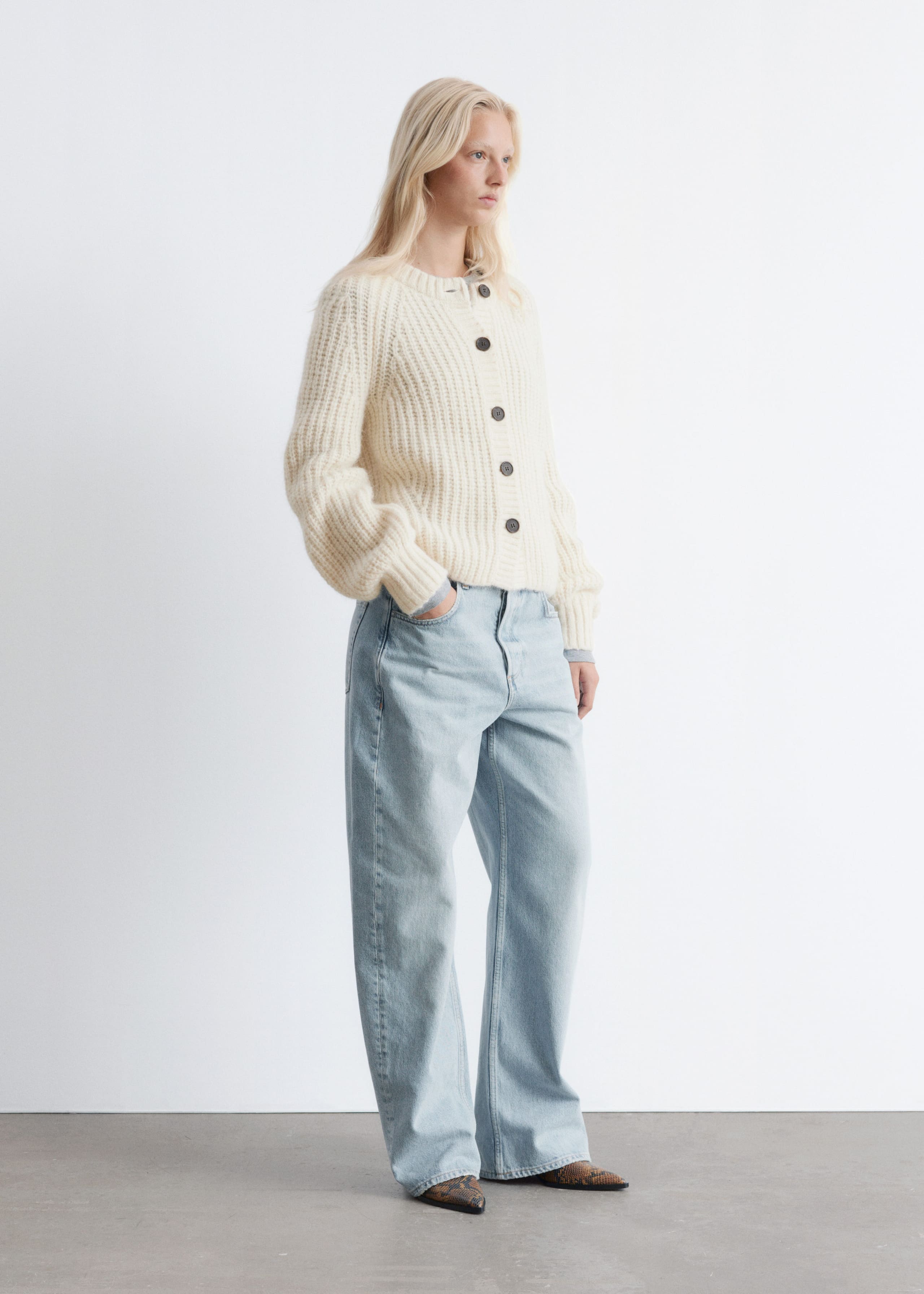 Image of Balloon-Sleeve Cardigan