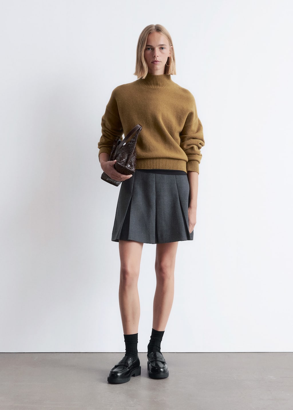 Image of Pleated Wool Mini Skirt