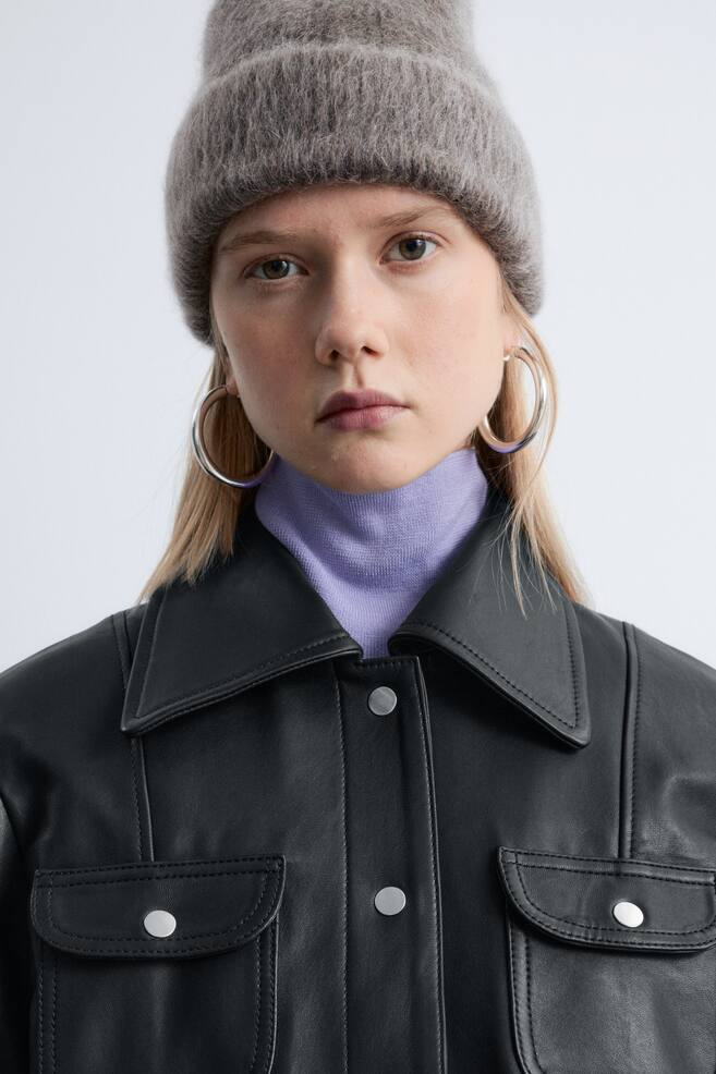 Gorro de efecto cepillado en mezcla de mohair - Gris oscuro jaspeado - 2