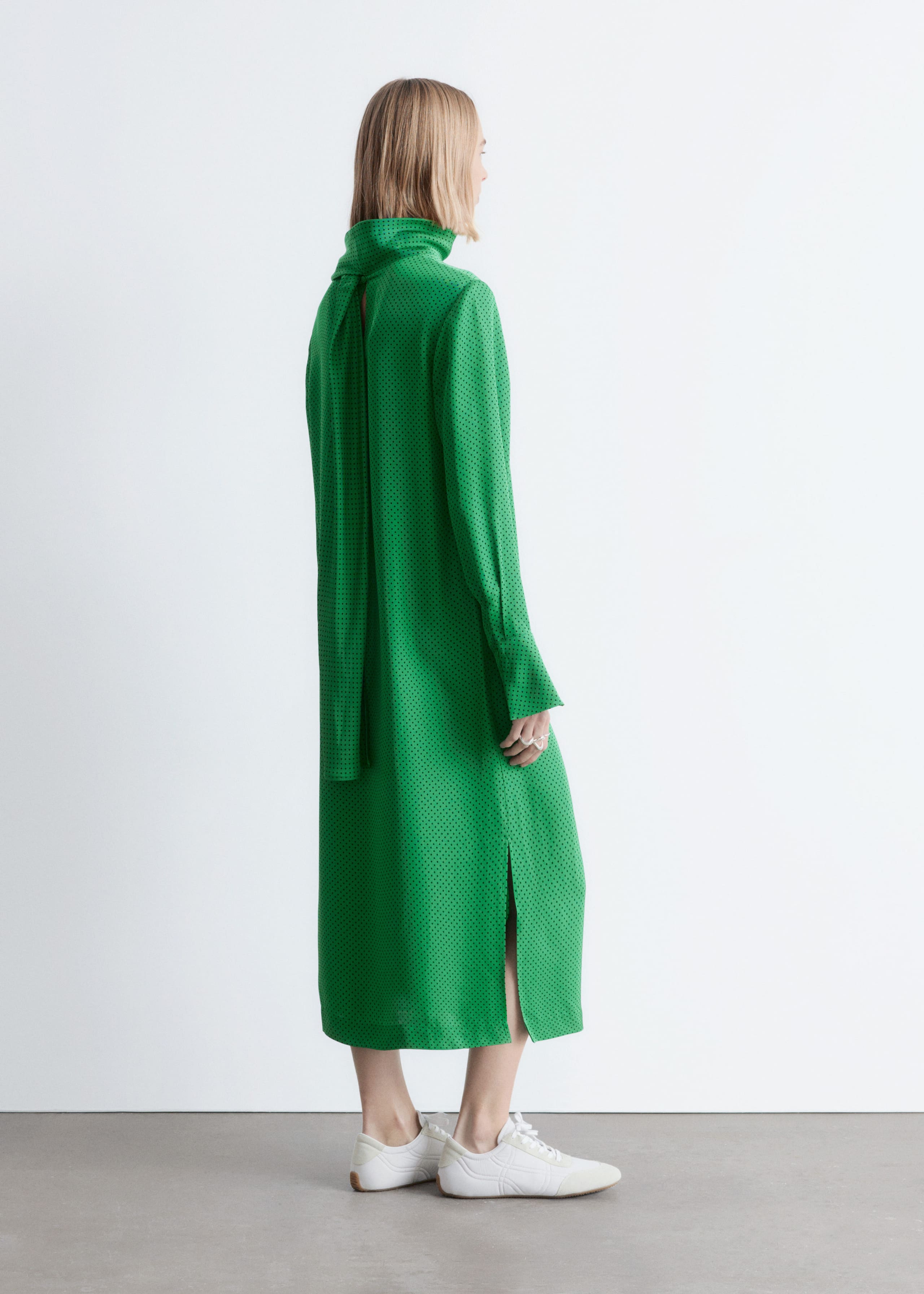 Image of Scarf-Neck Midi Dress