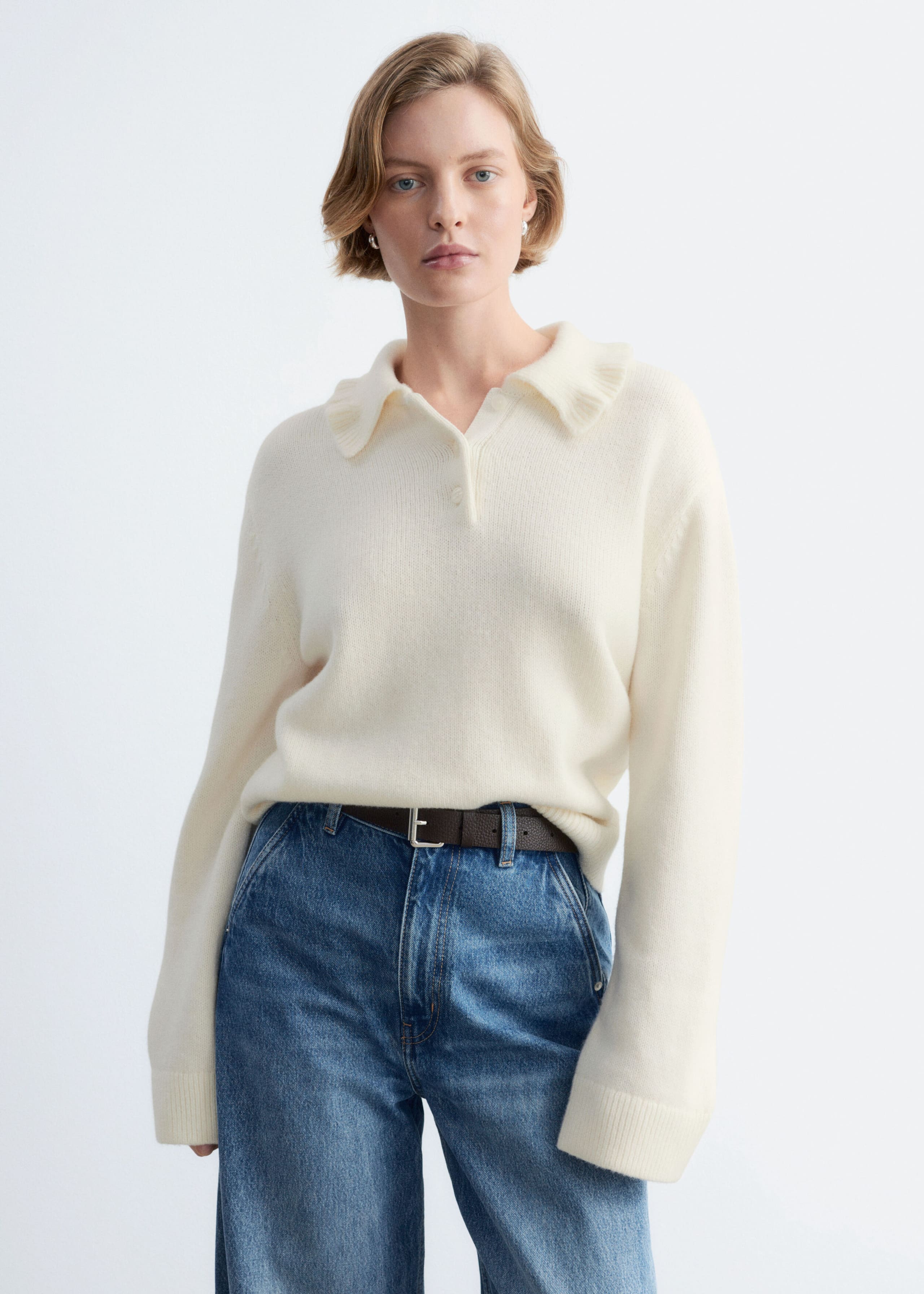 Pull à col volanté - Écru - Lookbook