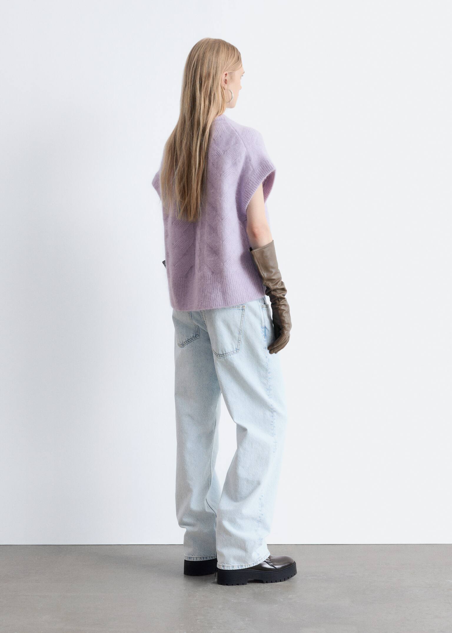 Cable-Knit Mohair-Blend Vest - Pastel Purple - 5