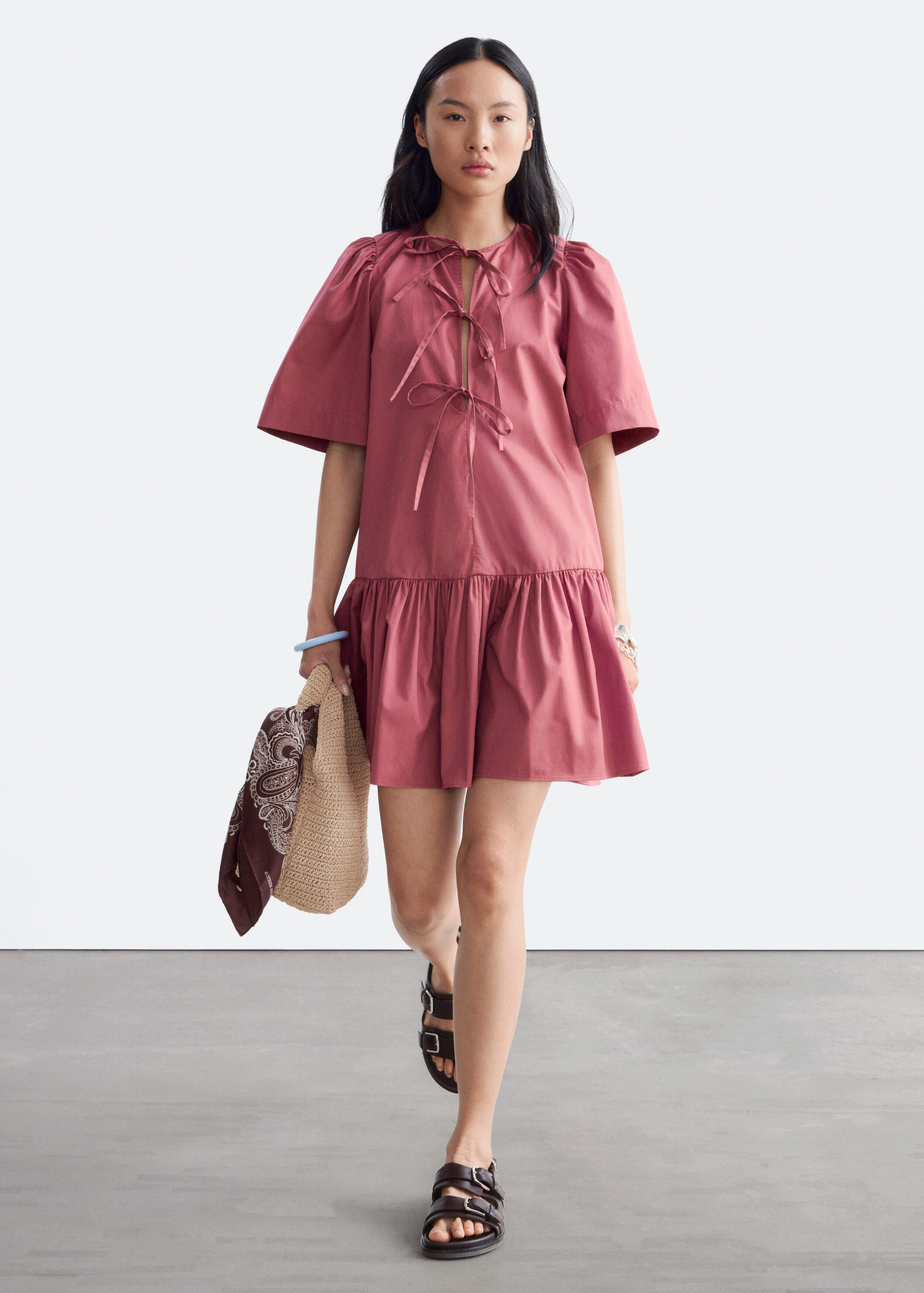 Peplum Mini Dress - Dark pink - Mini Dresses | & Other Stories US