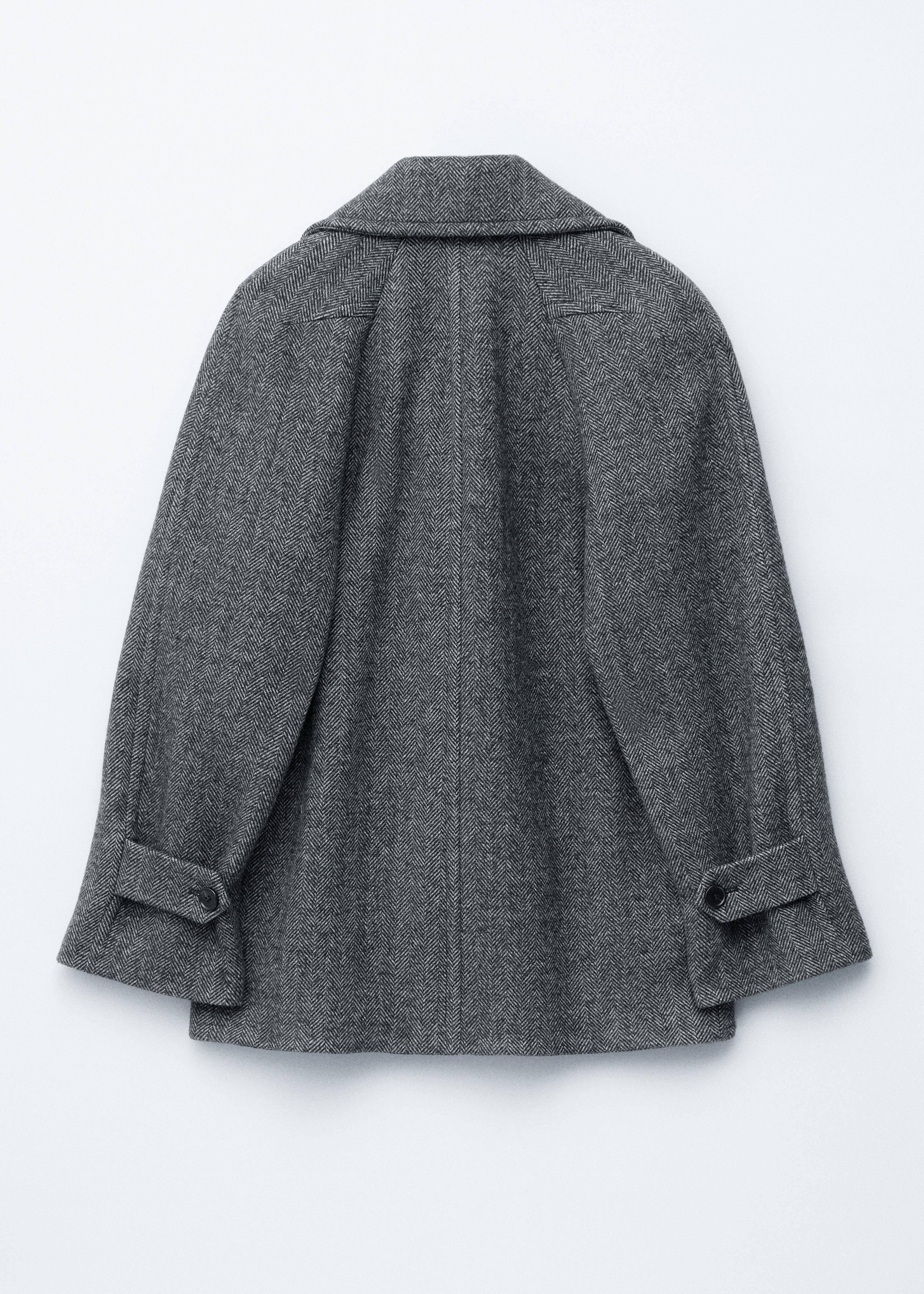 Korte double-breasted wollen jas - Donkergrijs
