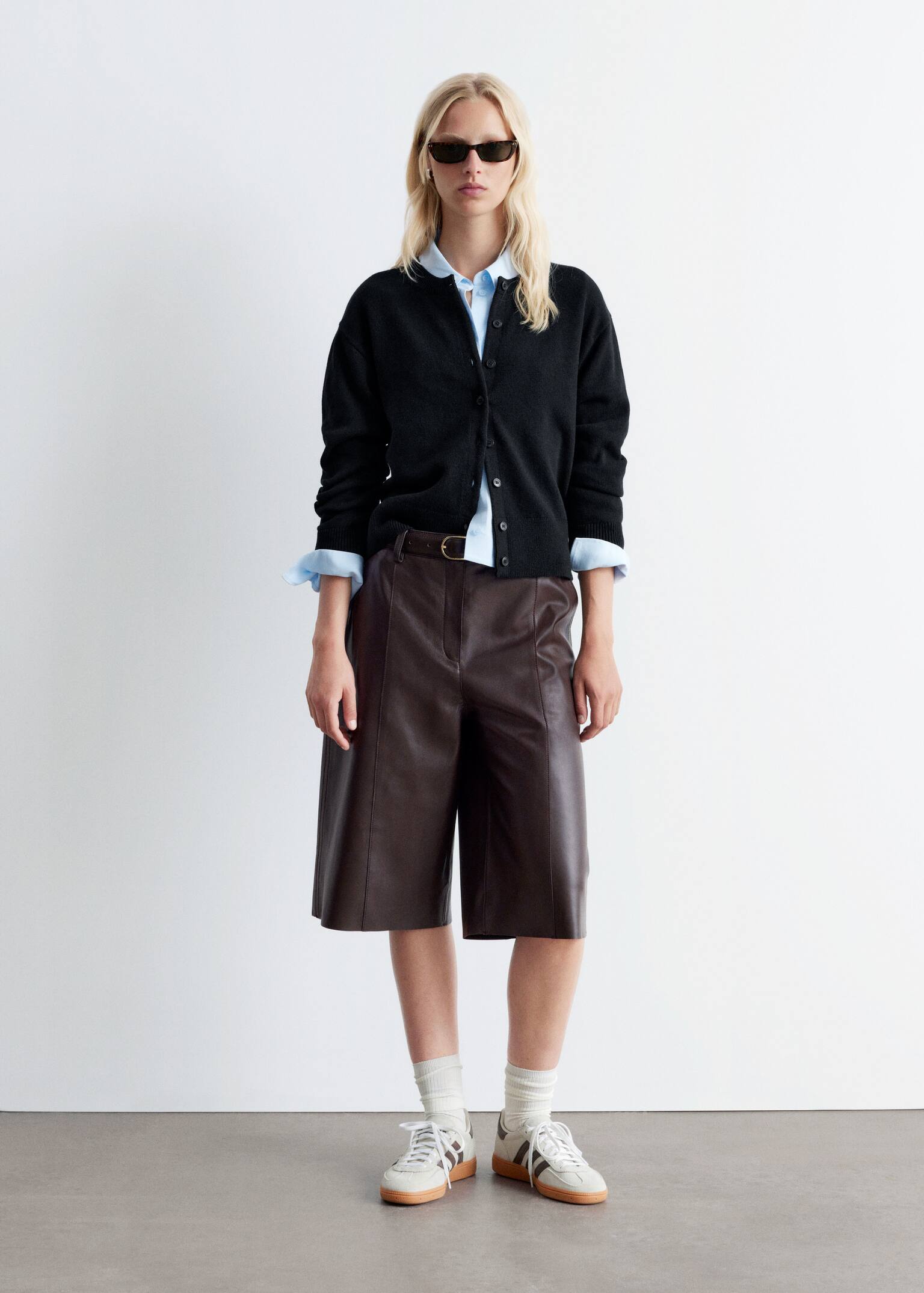 Cardigan i ullblandning - Svart/Mörkröd/Beige/Ljusbrun - 4