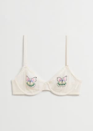 White Embroidered Mesh