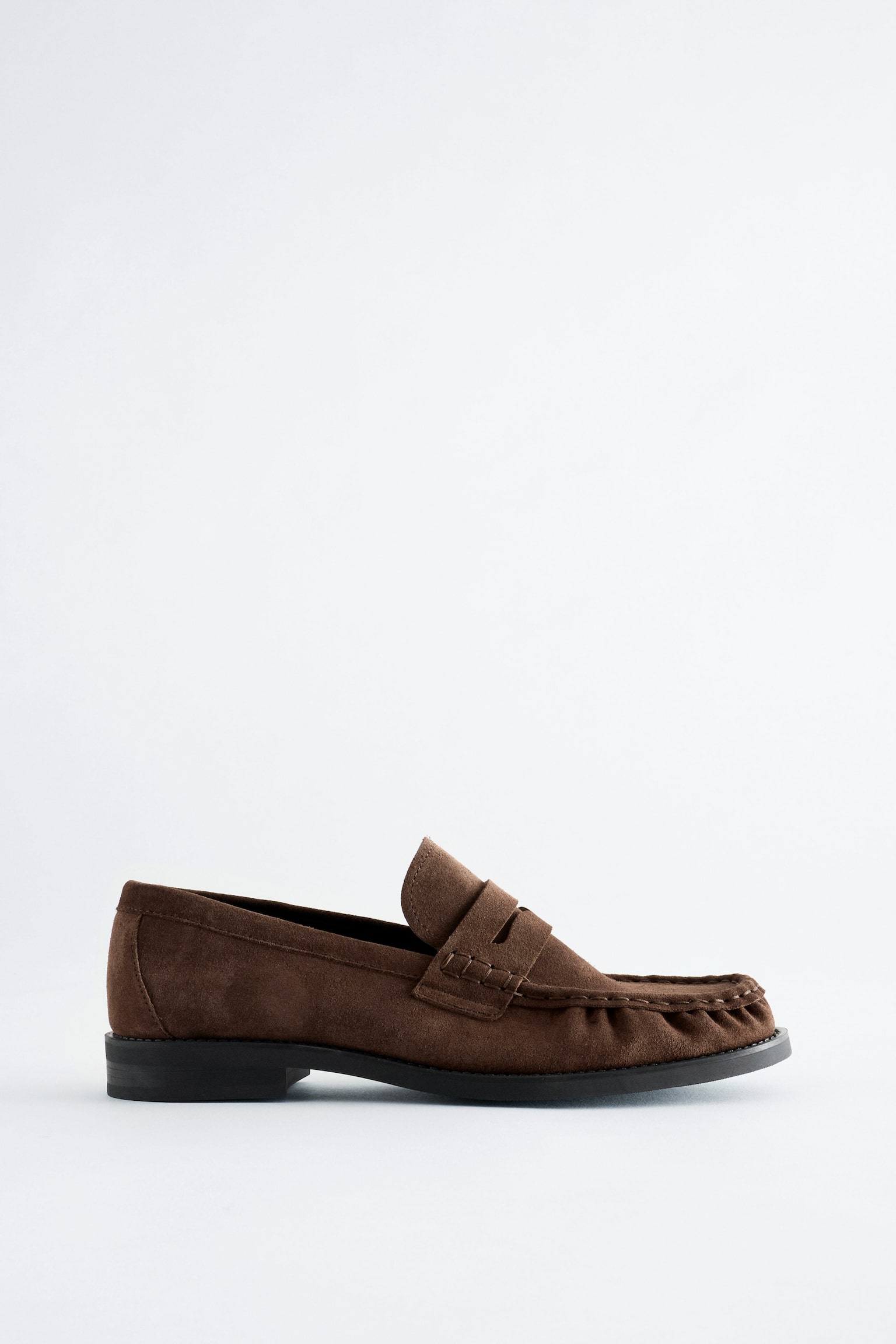 Penny-loafers van splitsuède - Donkerbruin - 1