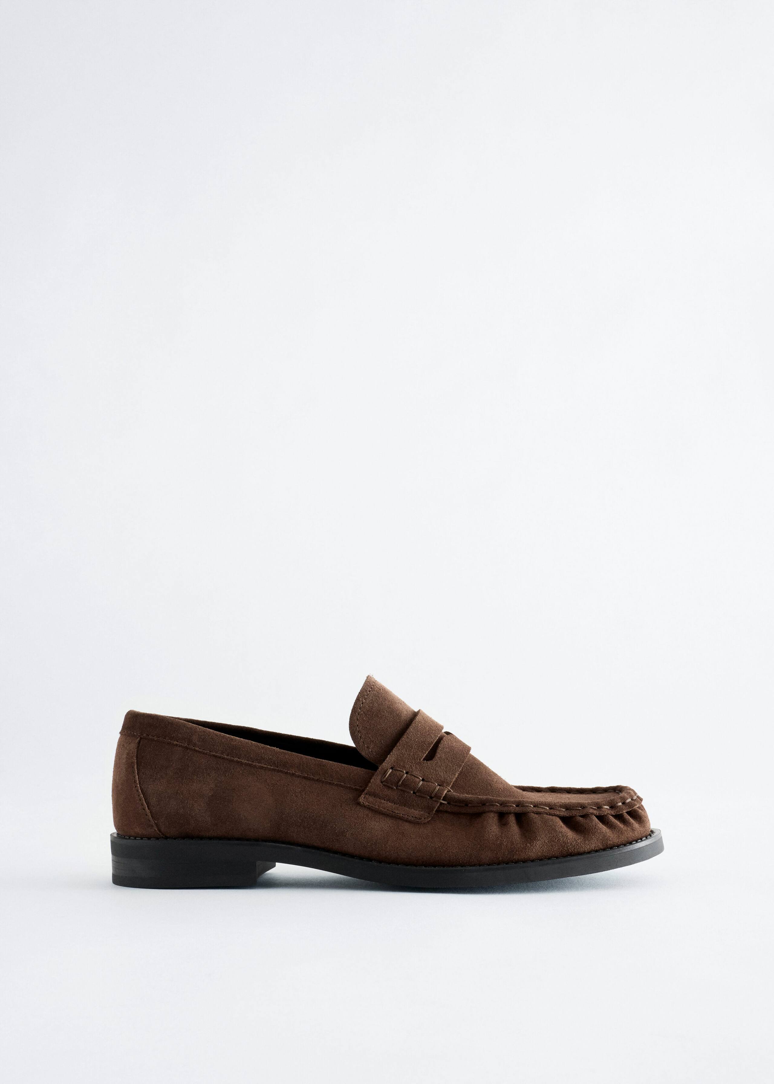 Split Suede Penny Loafers - Dark Brown - Natura morta