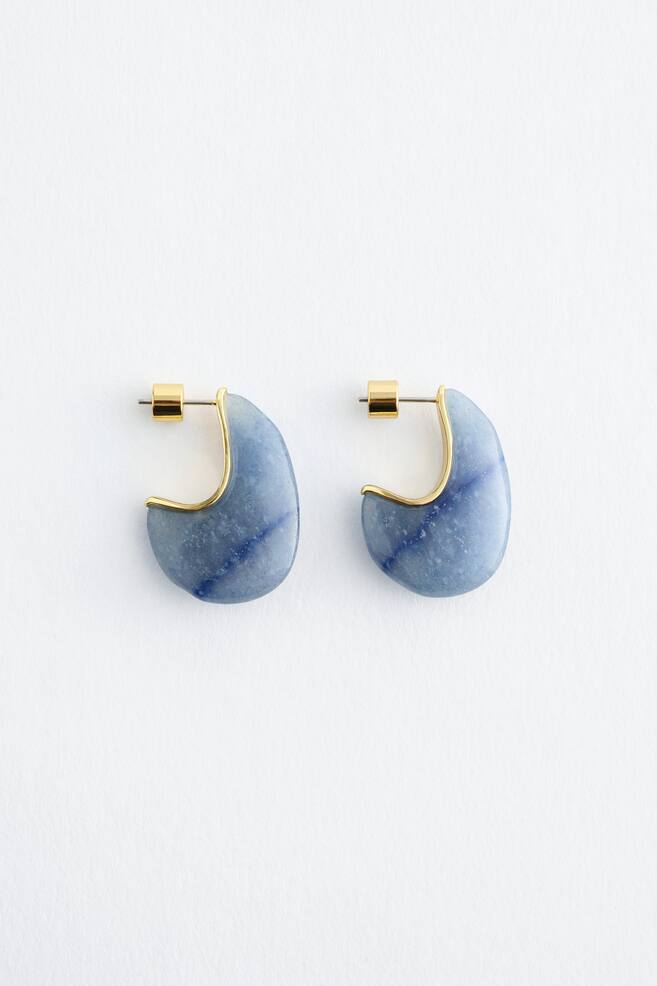 Half-Hoop Earrings - Gold/Light Blue/Gold/Turquoise - 1