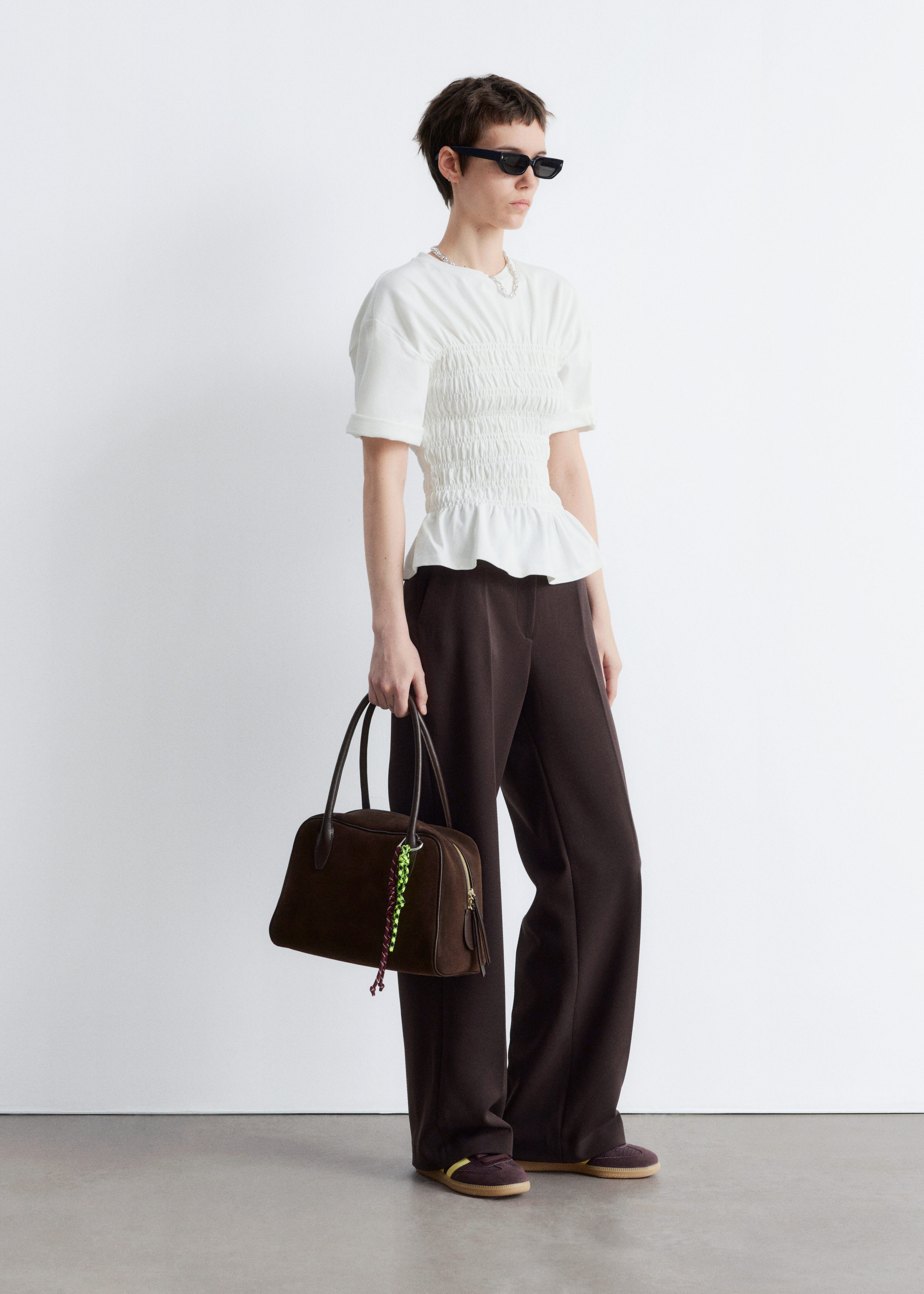 Image of Maglia girocollo con lavorazione smock