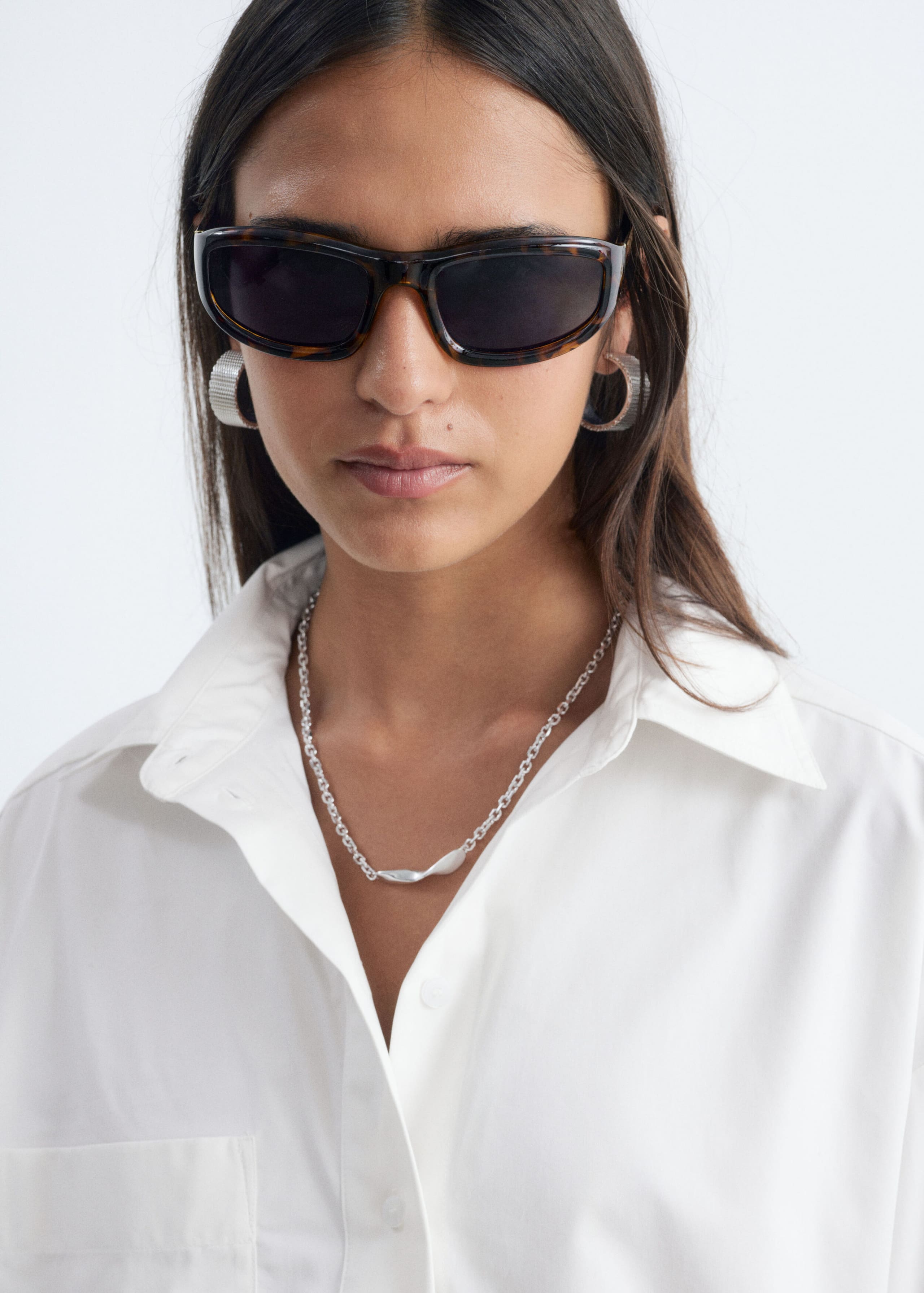 Oversized Cotton Shirt - White - Lookbook