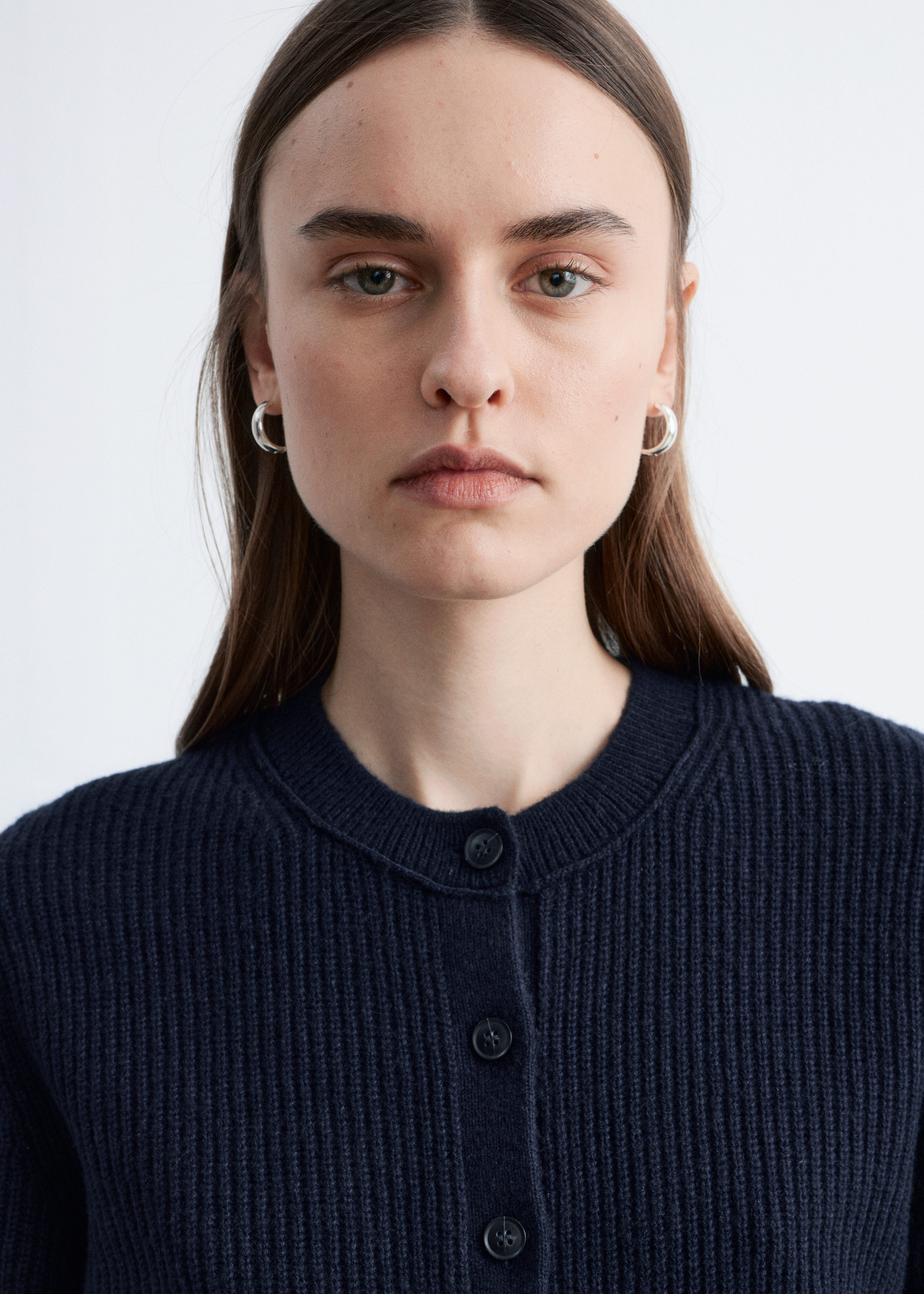 Rib-Knit Cardigan - Navy Blue - Cardigans - & Other Stories US