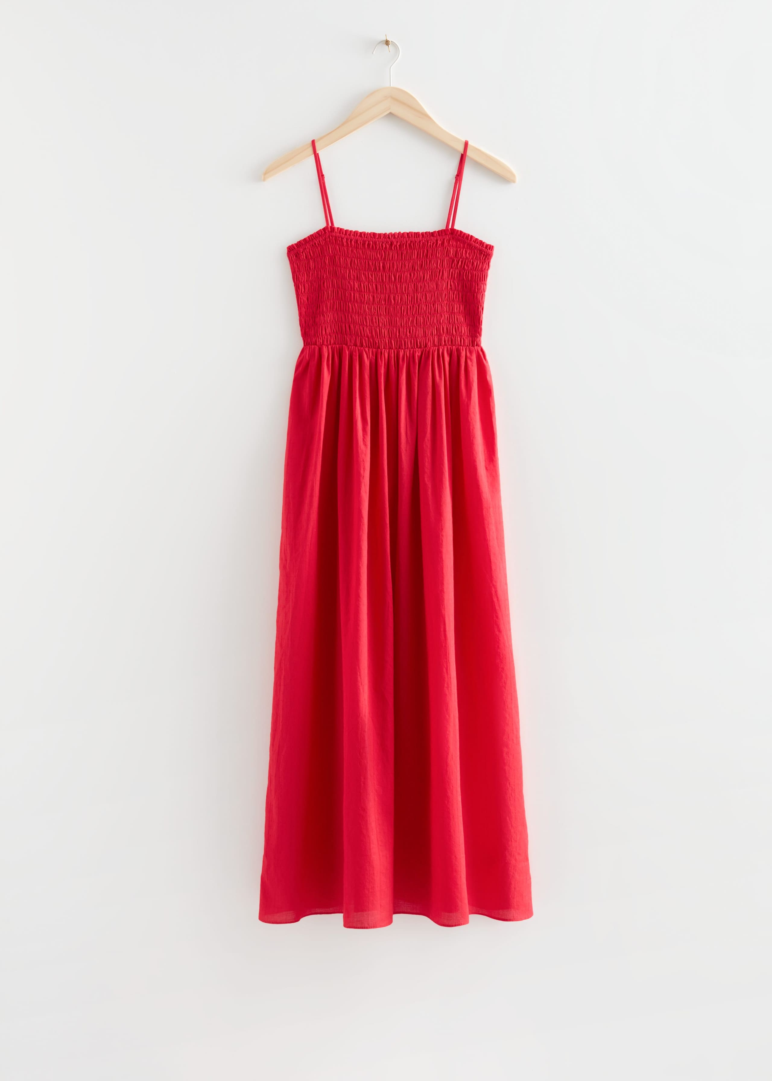 SmockedStrappyMaxiDress - Red - Bodegón