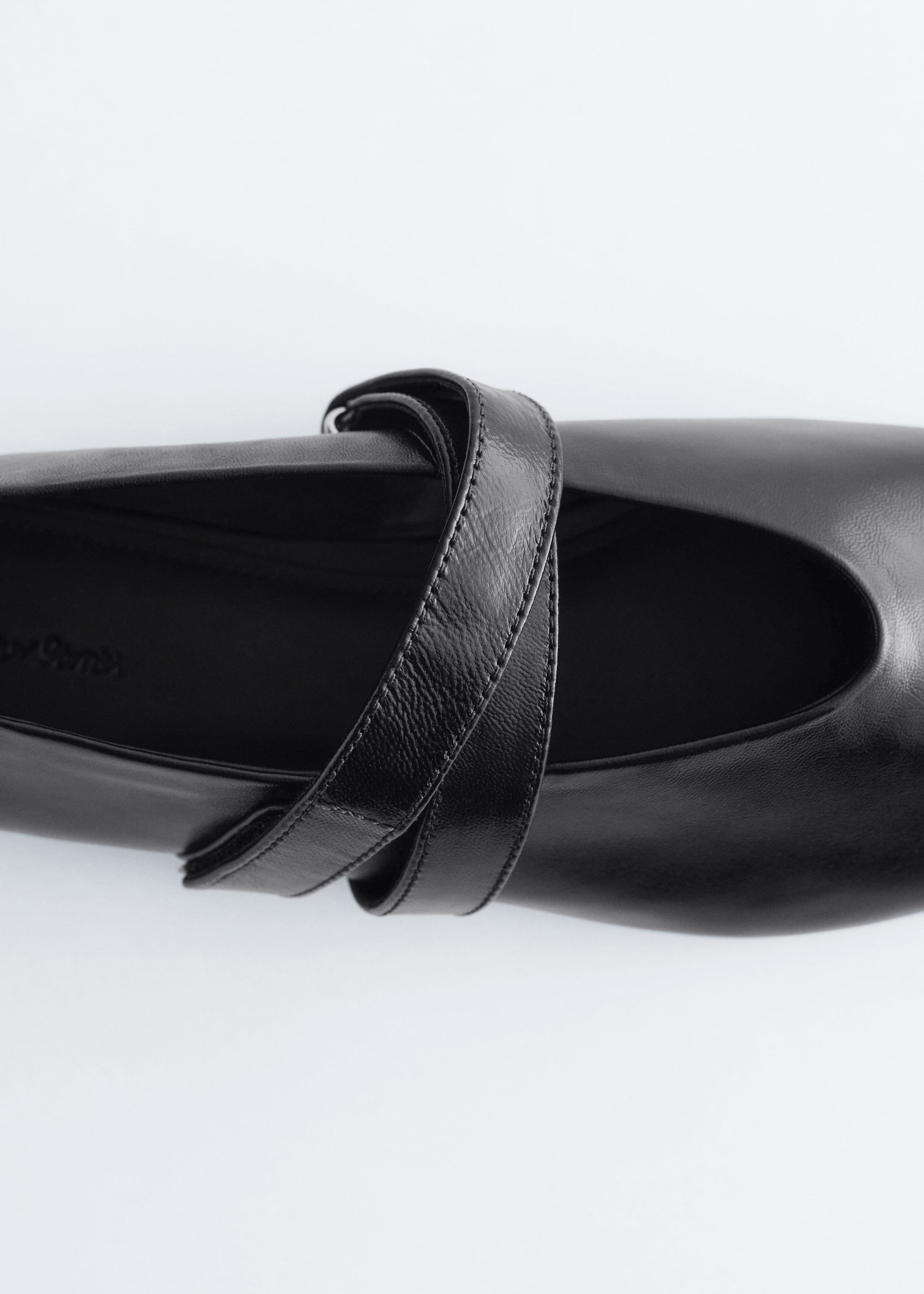 Cross-Strap Leather Ballet Flats - Black Leather - Still Life