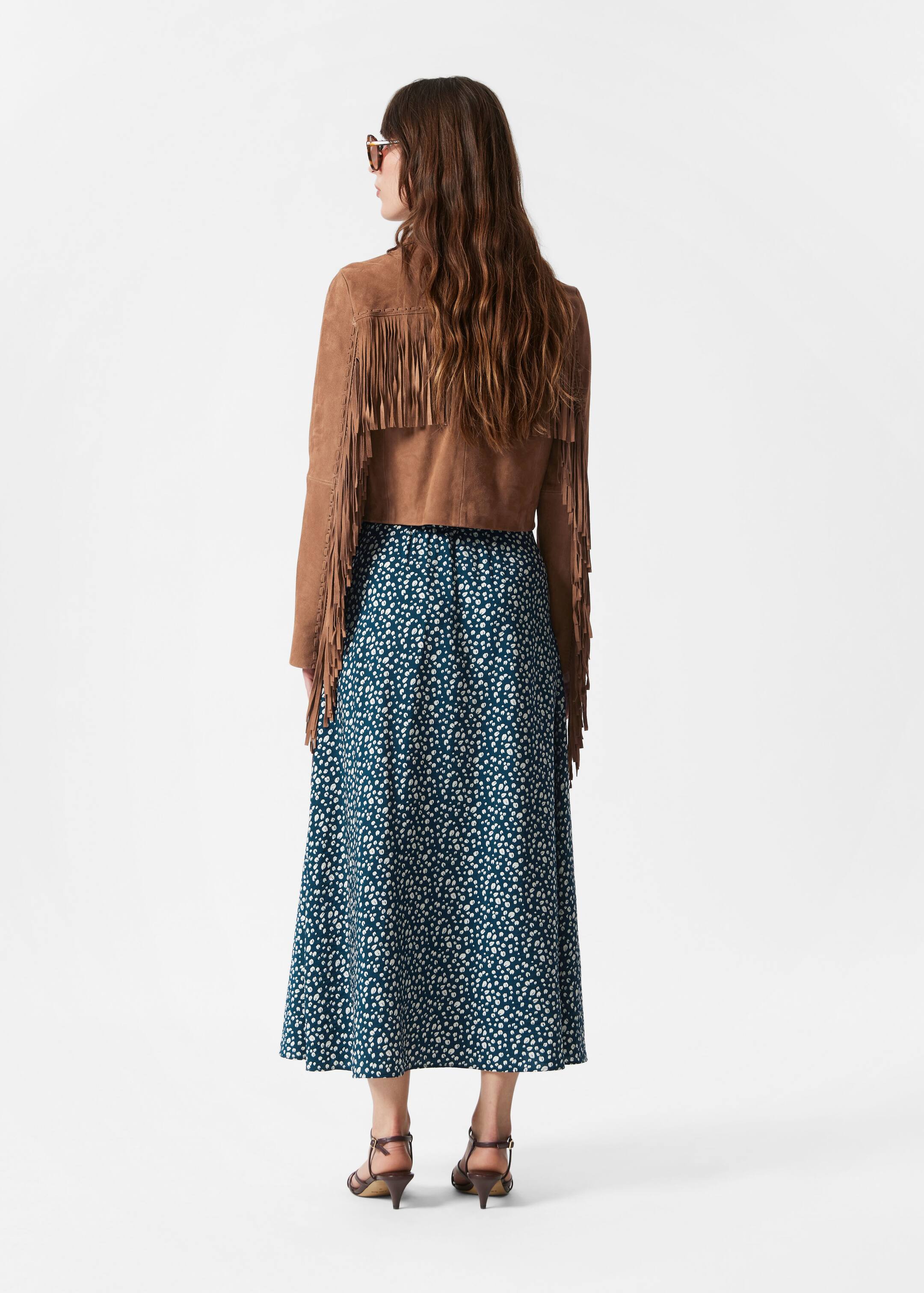 Se større billede: A-formet midinederdel med knapper - Marineblå/beige mønster - DAME | H&M DK 3