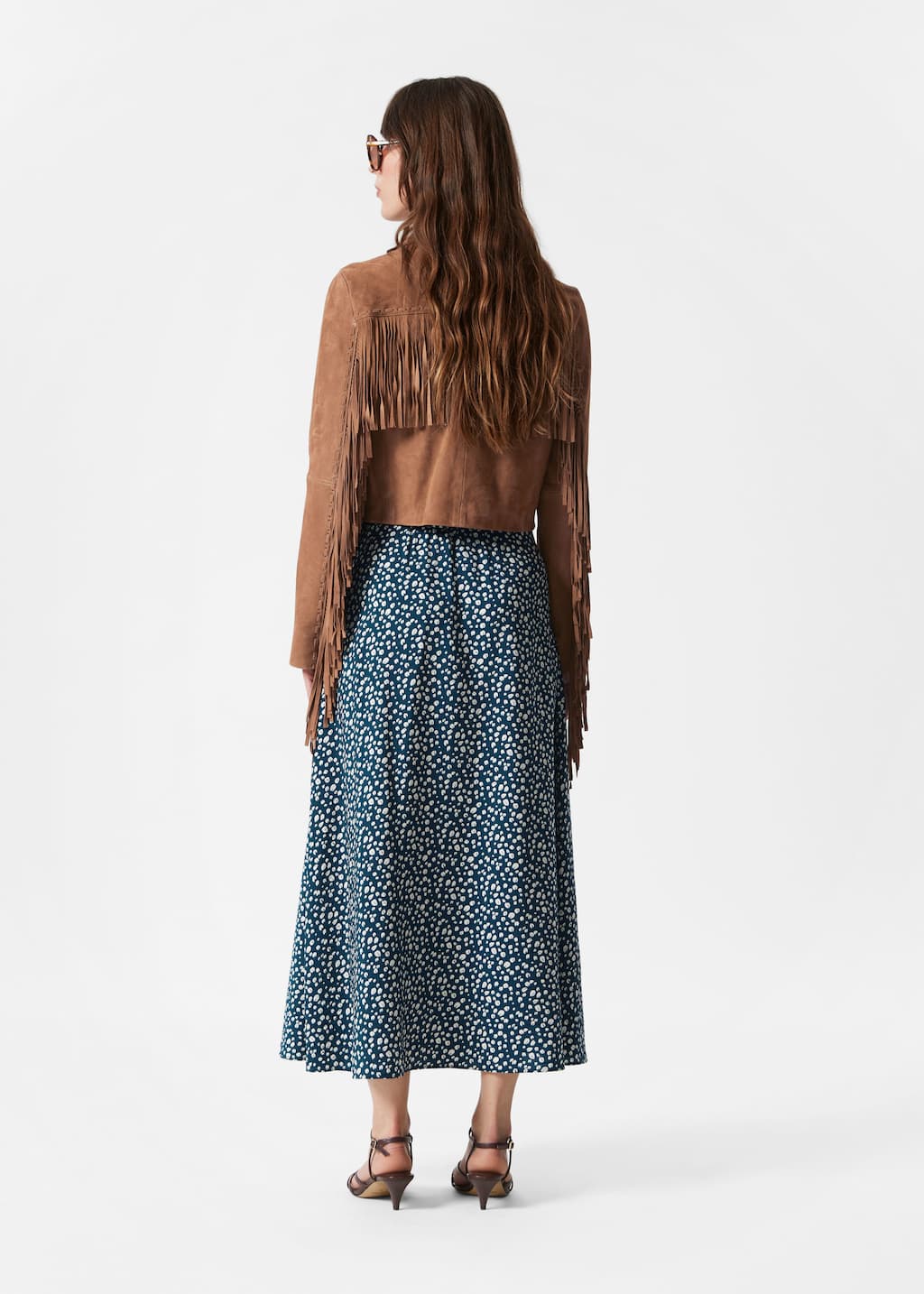 Image of Falda midi abotonada de corte acampanado