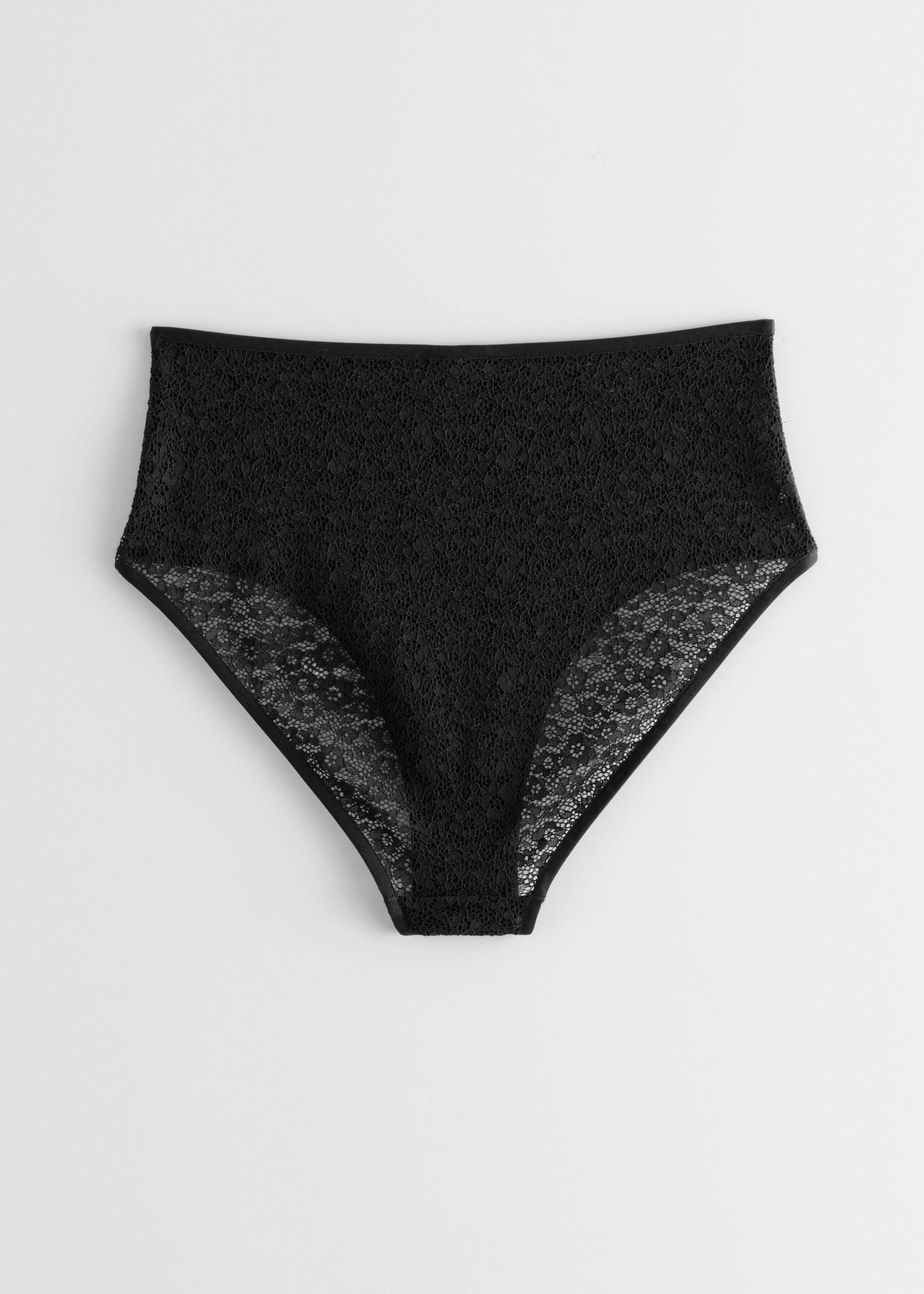 Floral Lace High Waisted Briefs - Black - Still Life