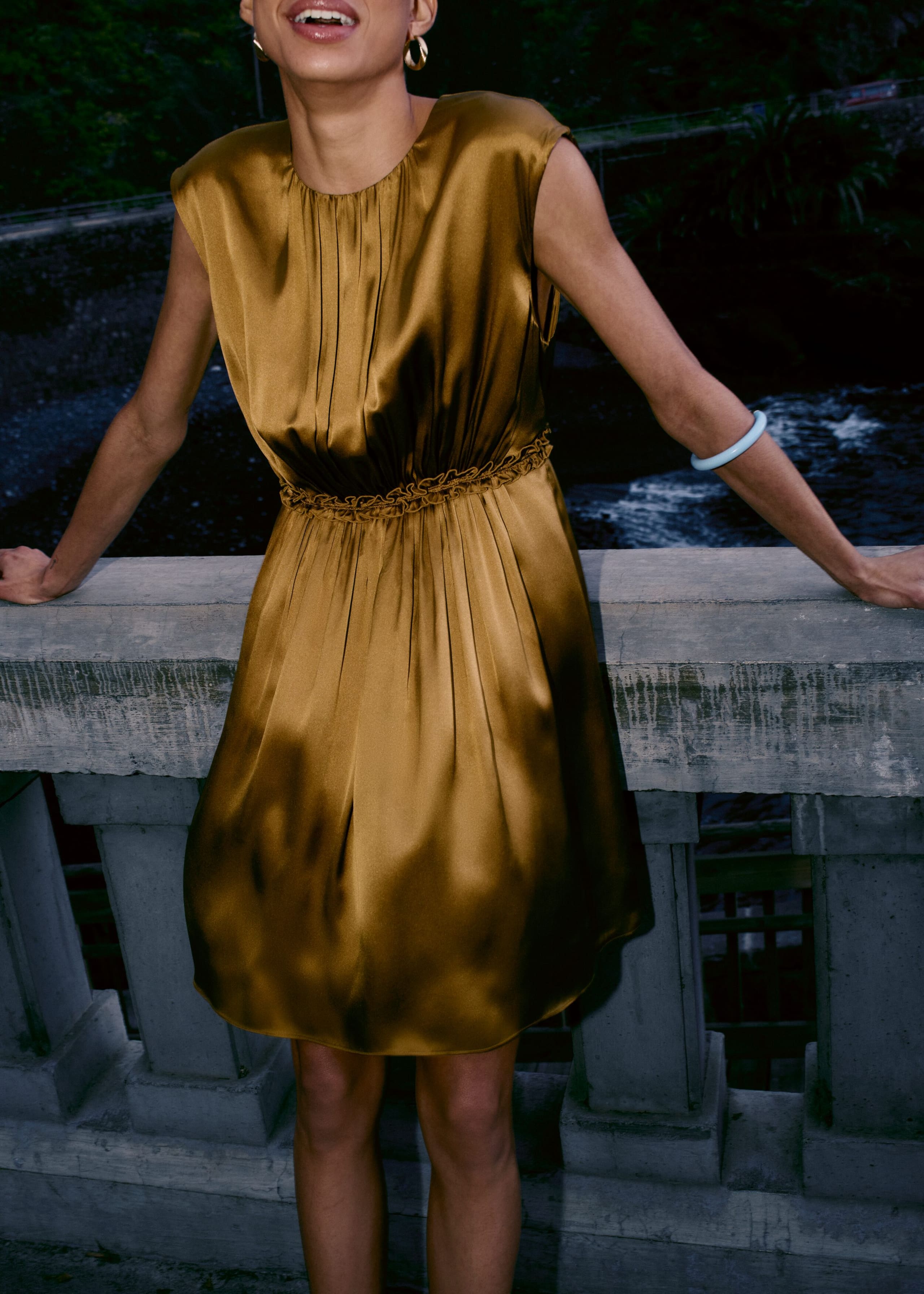 Image of Gathered Silk Mini Dress