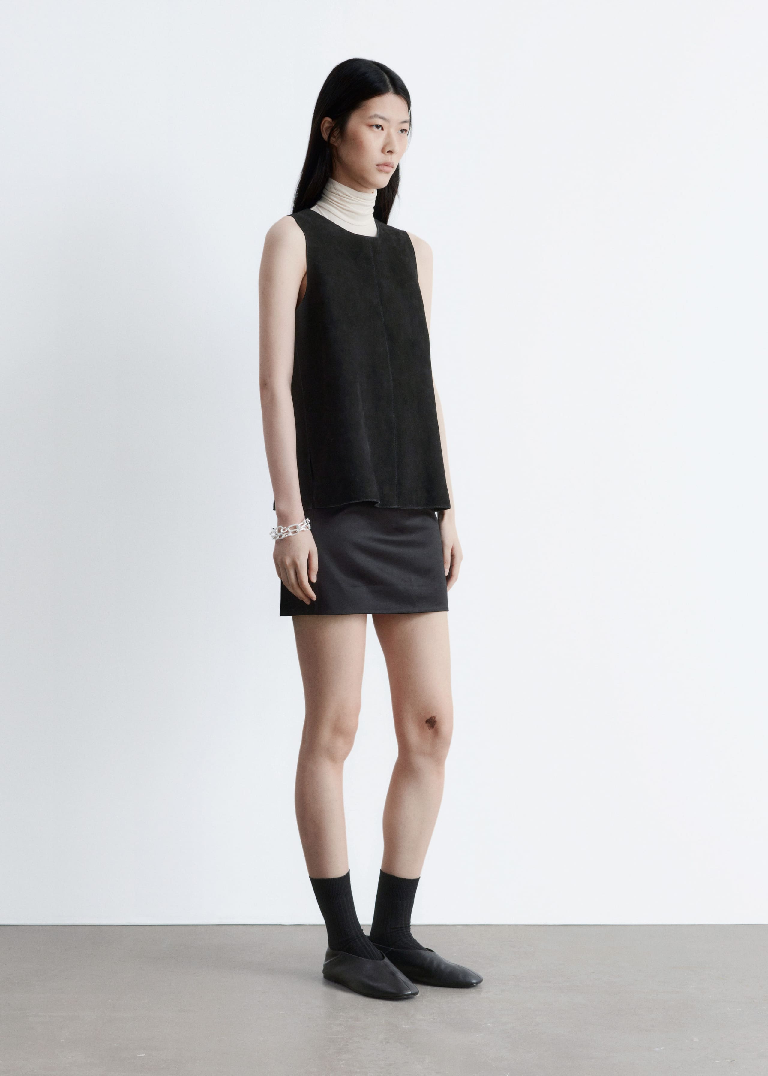 Image of Oberteil mit Oversized-Passform aus Veloursleder