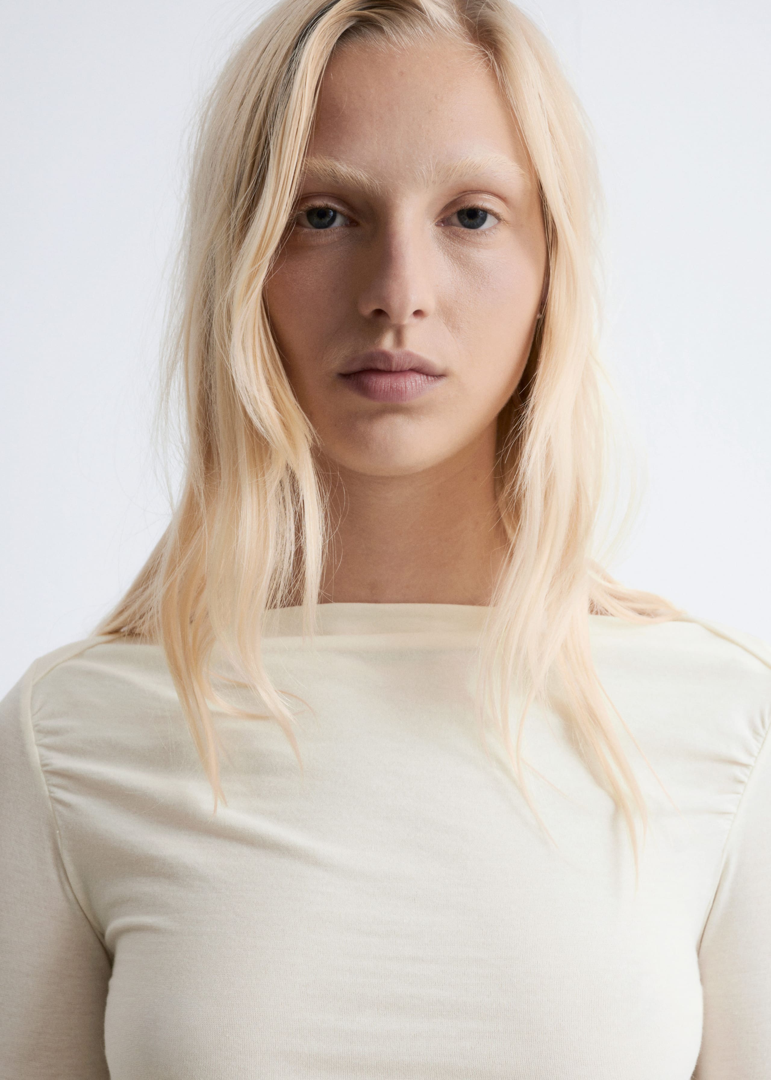 Image of Ruched Boatneck Top