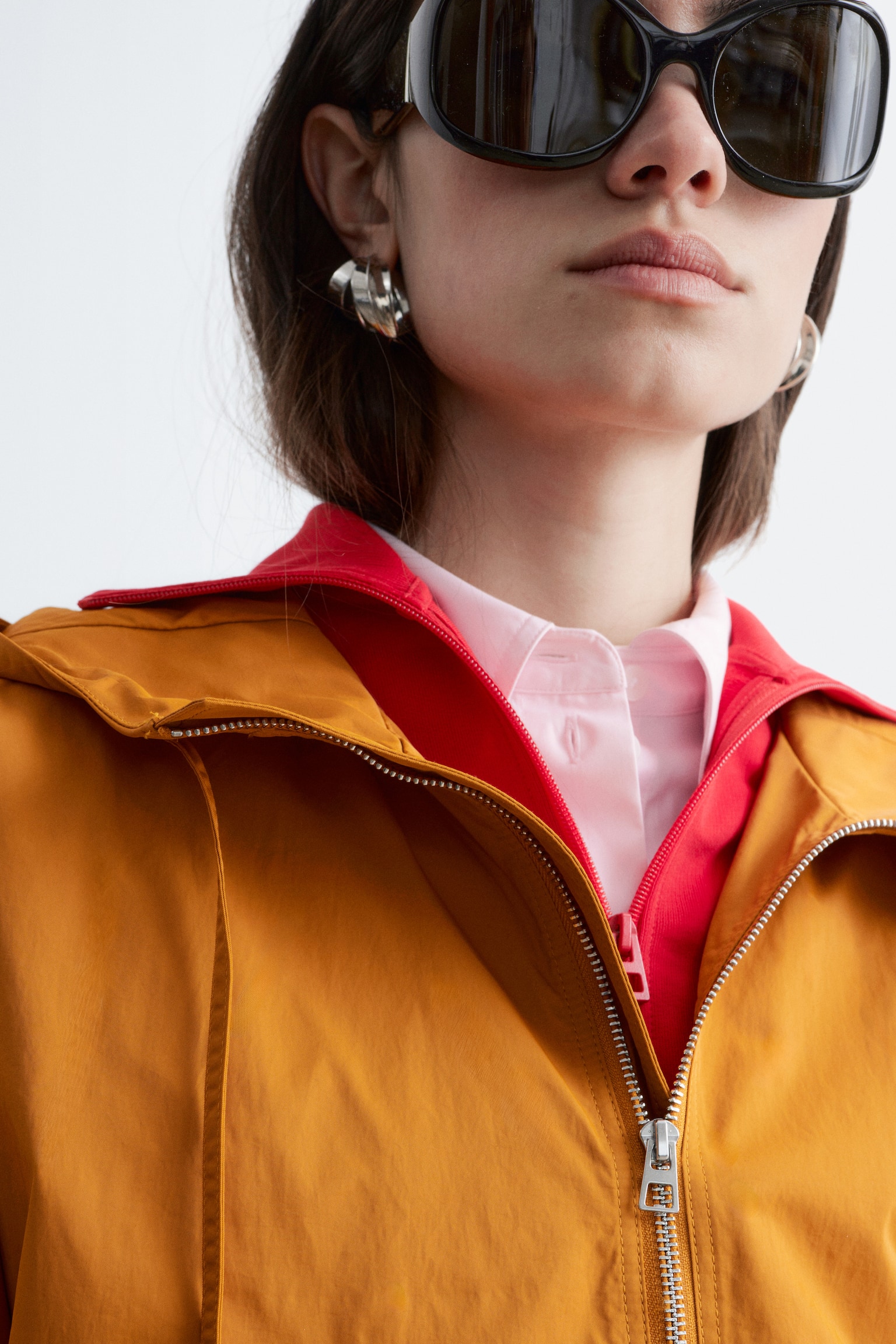 Anorak con cappuccio - Arancione/Nero - 10