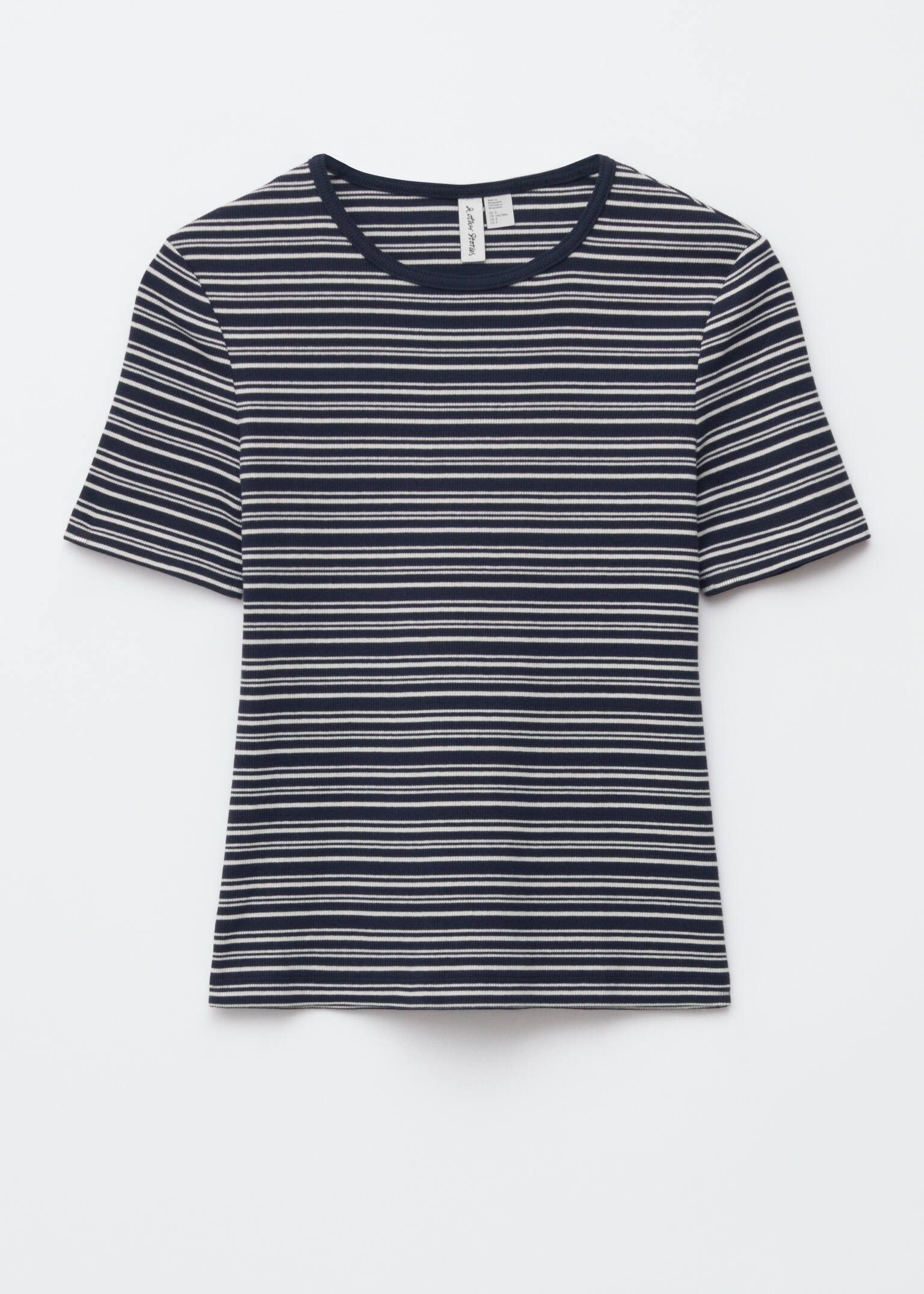 T-shirt côtelé - Rayures bleu foncé / blanches/Beige/Blanc/Rayures marron foncé / beiges - 2