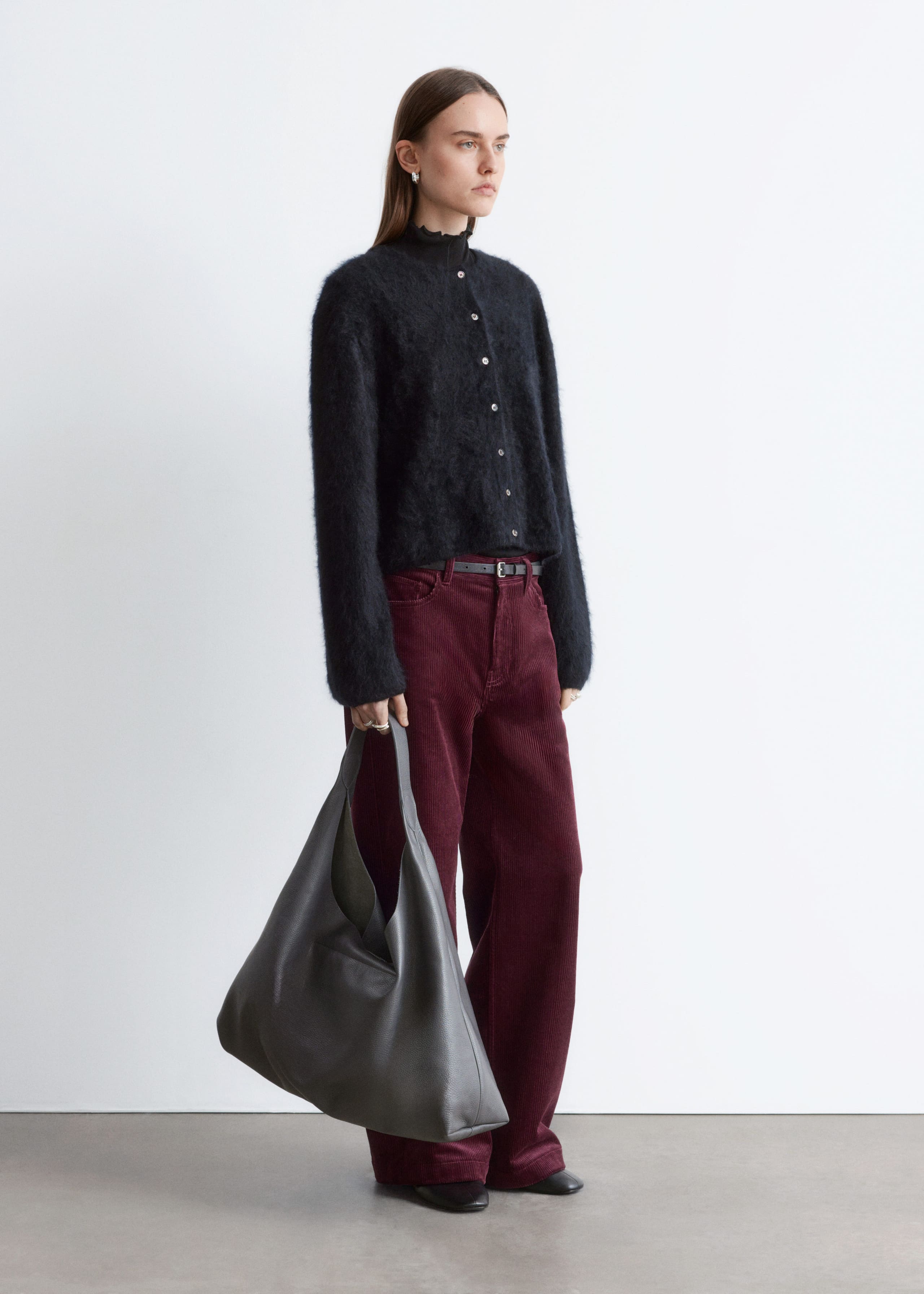 Image of Wide-Leg Corduroy Trousers