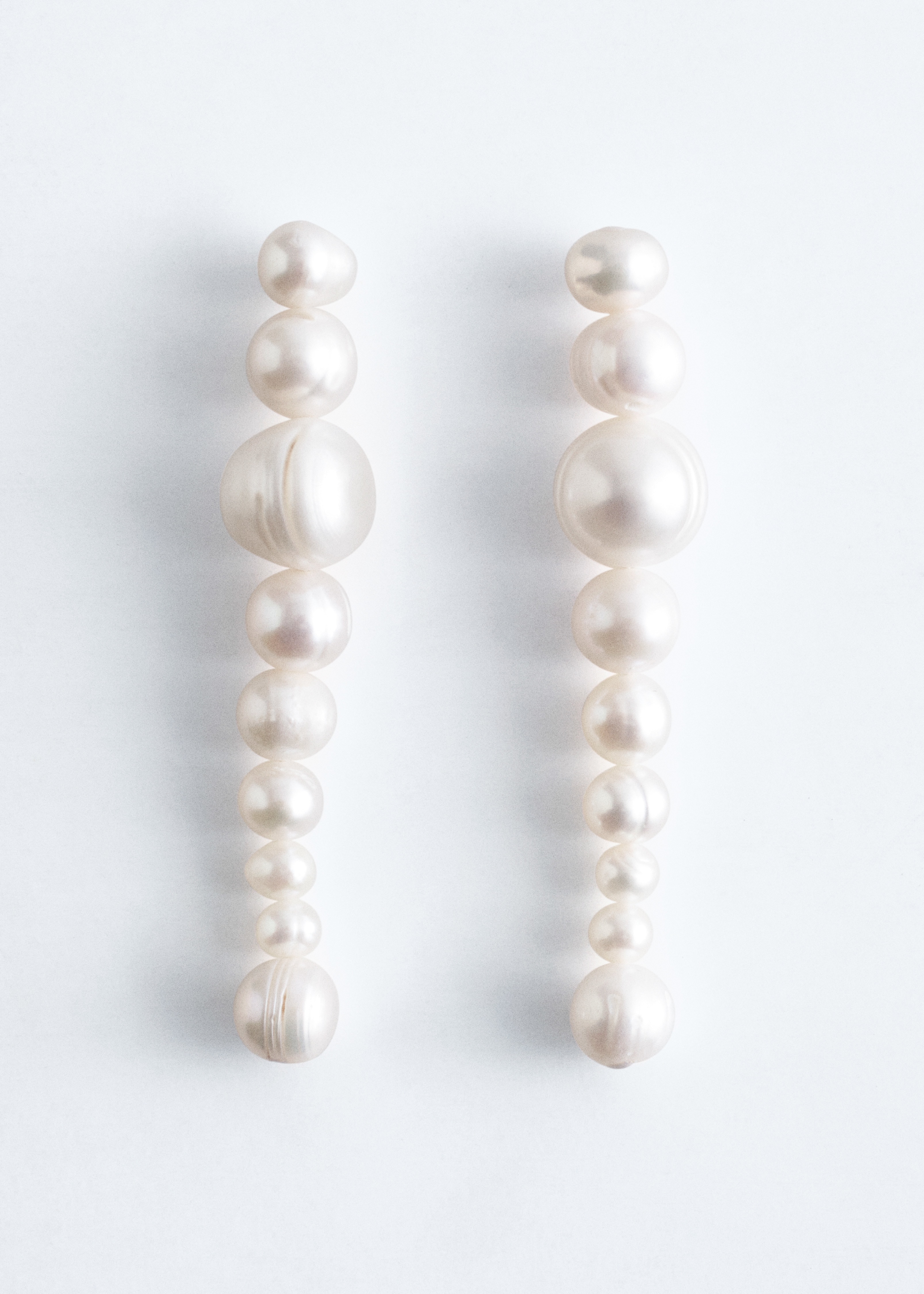 Freshwater Pearl Pendant Earrings - Cream