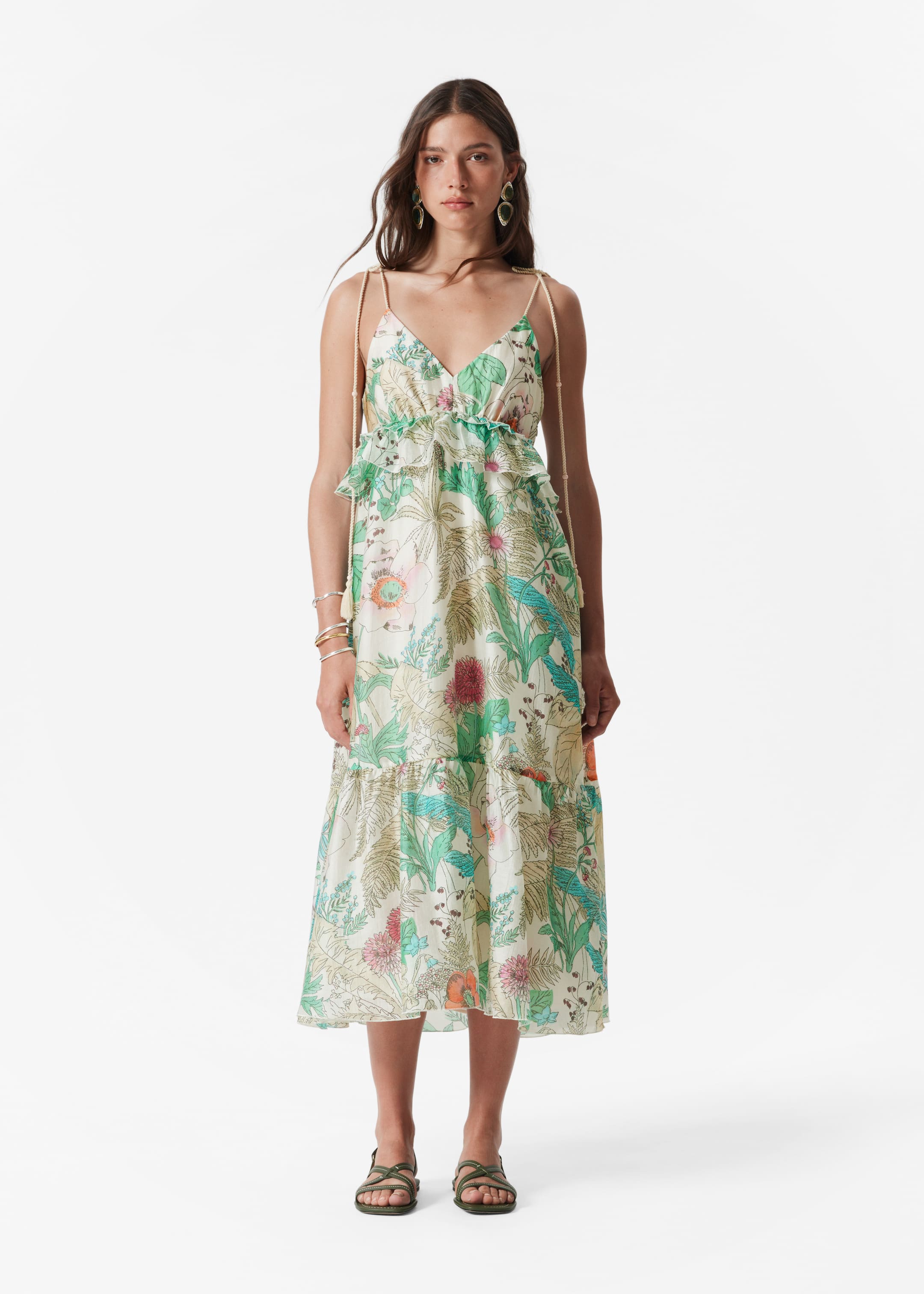 Visualizza immagine più grande: Abito midi con spalline - Motivo floreale - DONNA | H&M IT 1