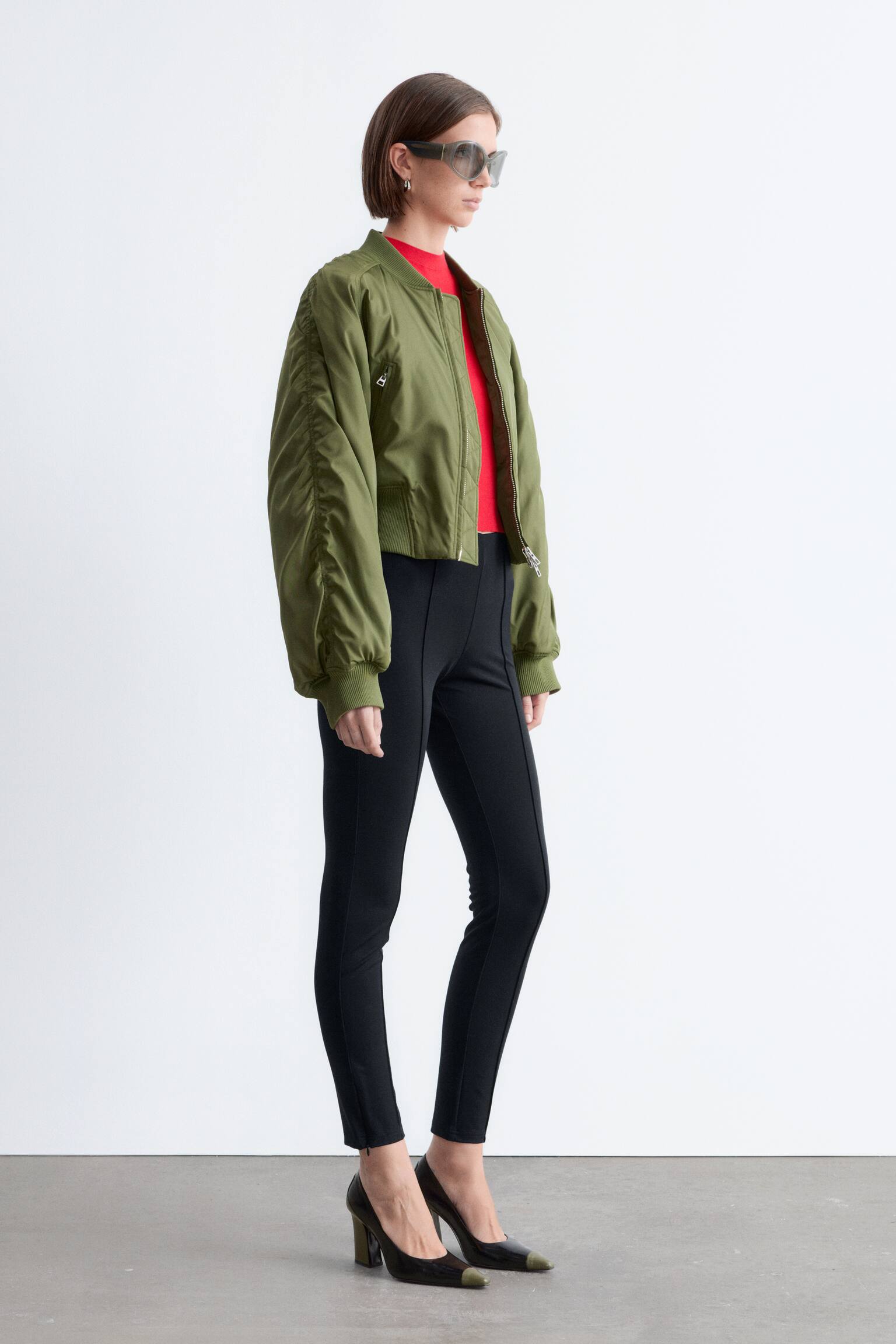 Leggings de malha com pregas - Preto - 5