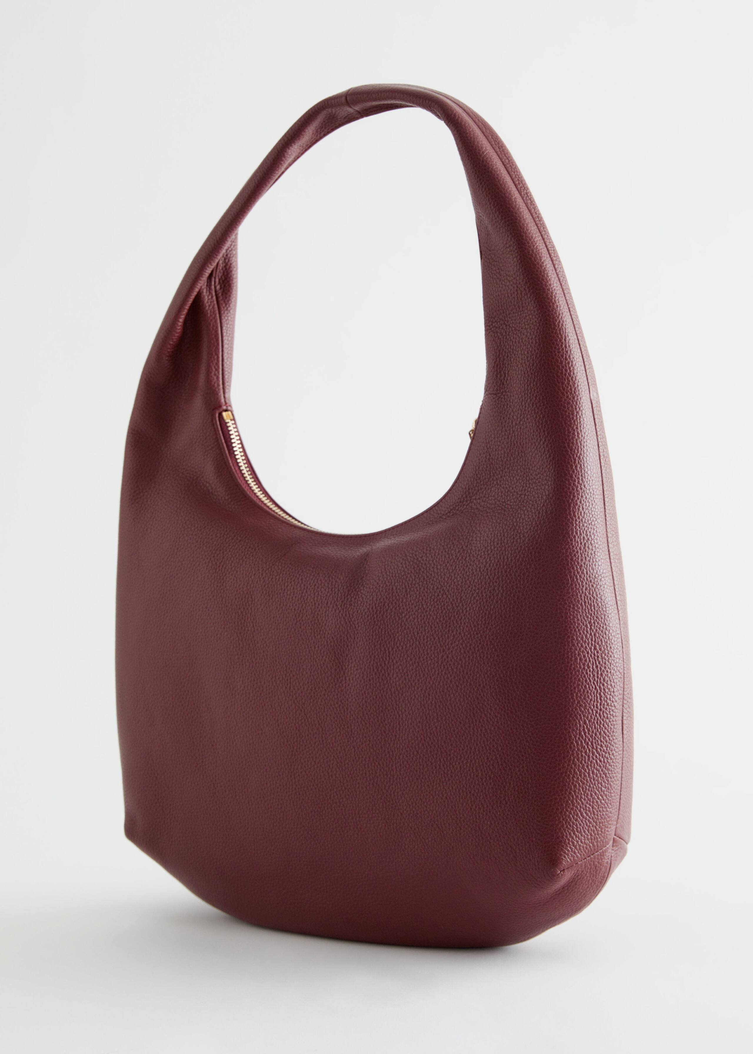 Grainy Leather Shoulder Bag - Dark Cherry - Still Life