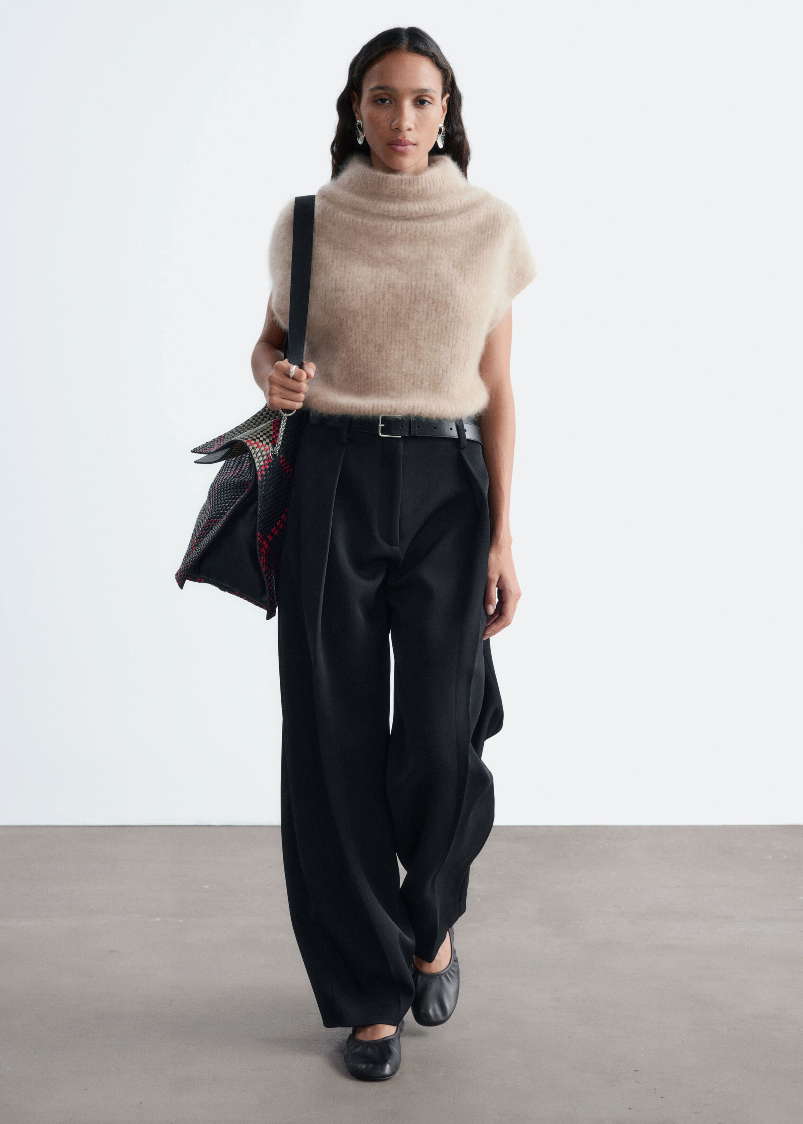 Sculptural Pleat Trousers - Cream - Lookbook