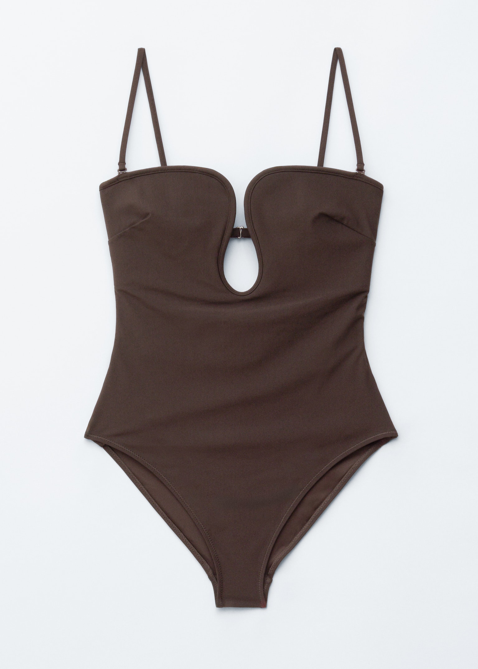 Maillot de bain à décolleté en U - Marron foncé/Noir