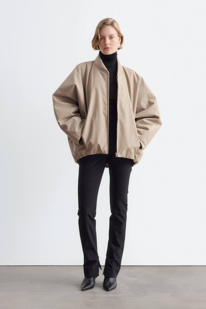 Oversized-Bomberjacke aus Wolle - Beige - 1