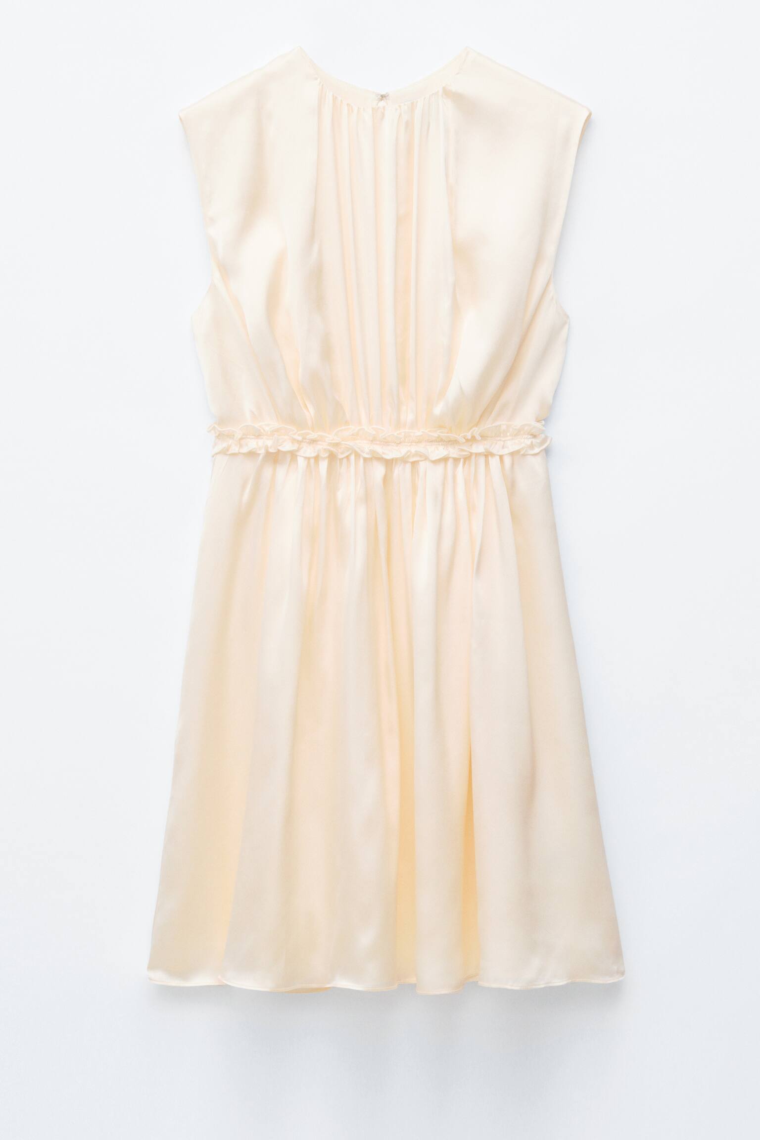 Minivestido de seda fruncido-Blanco - 1