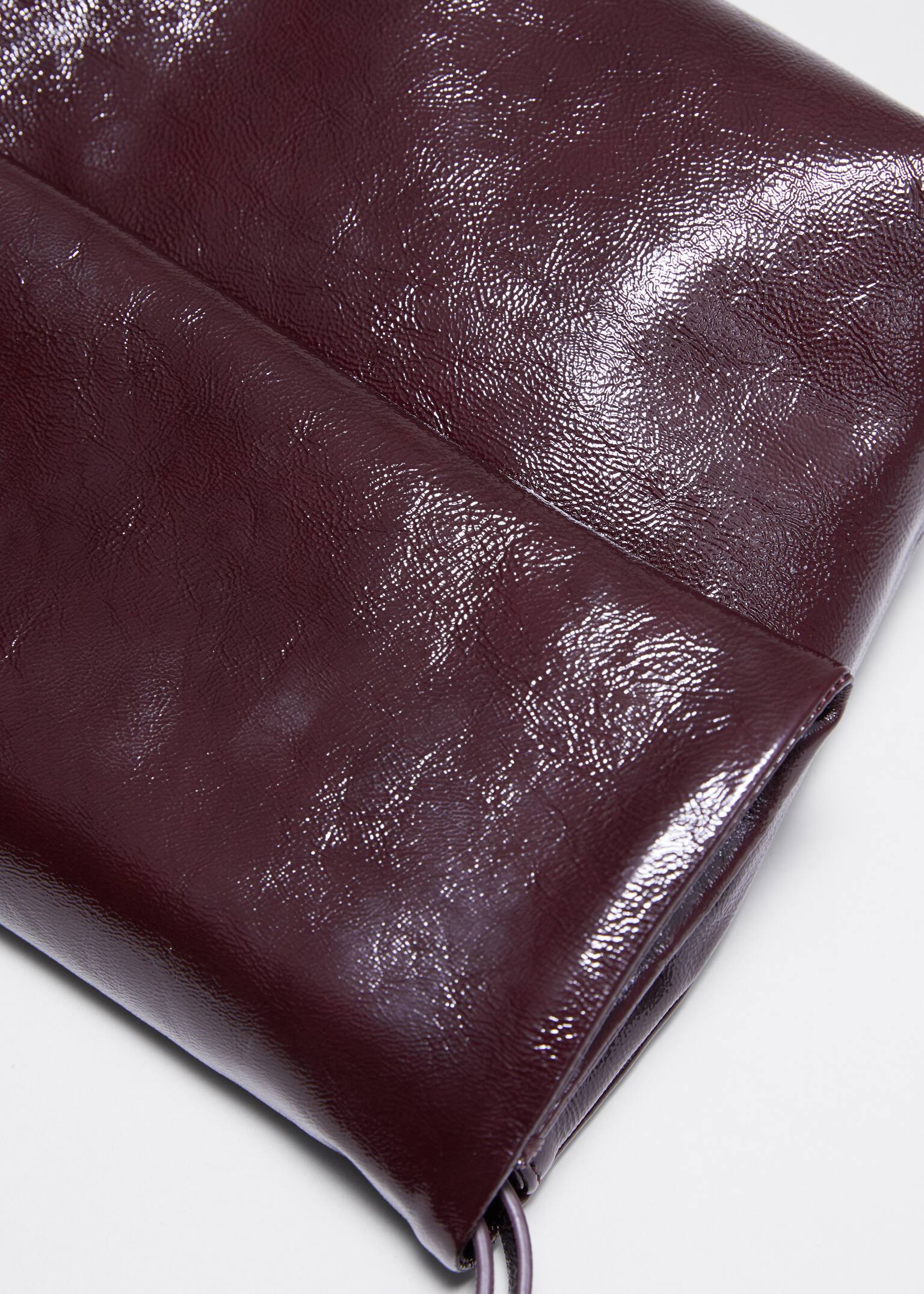 Clutch Plisat - Burgundy/Bej din piele întoarsă/Roșu - 4