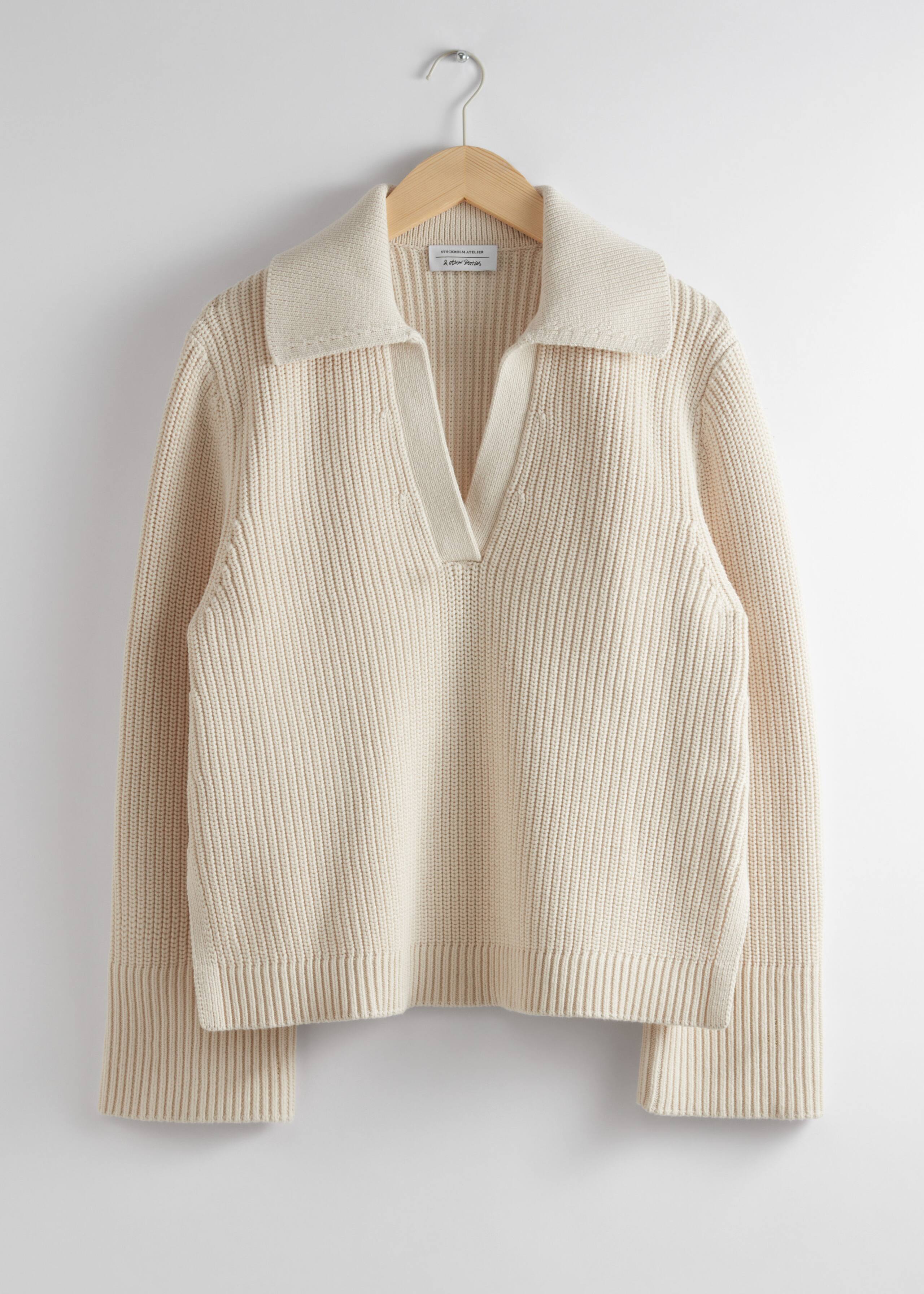 Jersey con cuello de corte holgado - Marfil - Bodegón