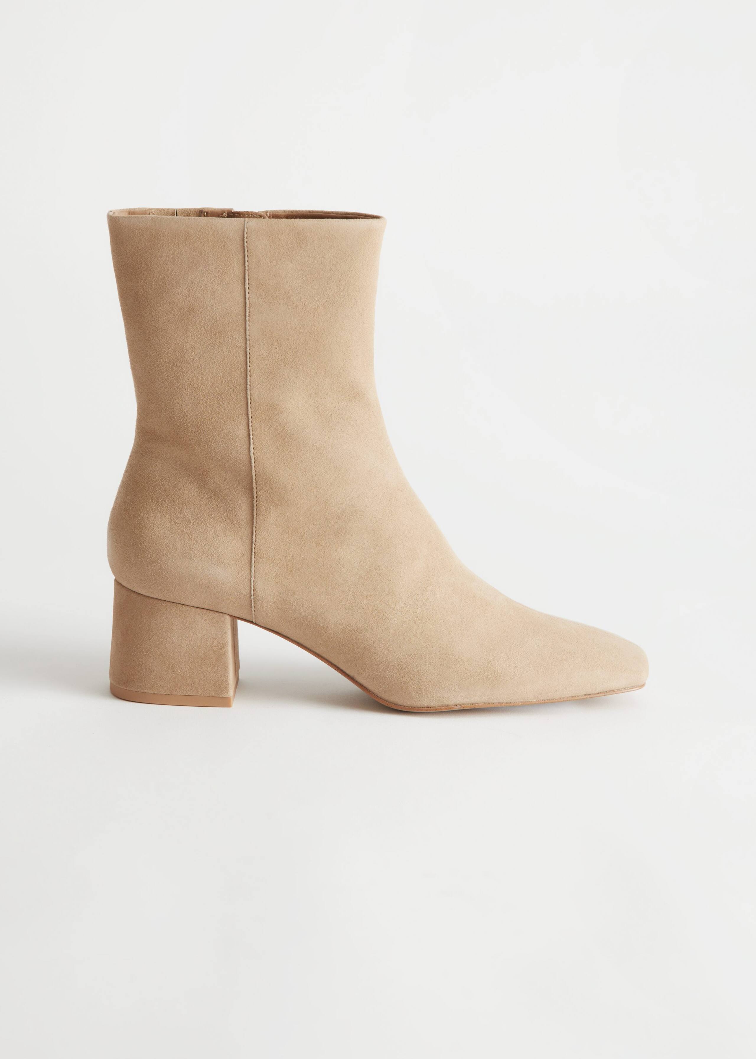Block Heel Leather Boots - Leather - Natura morta