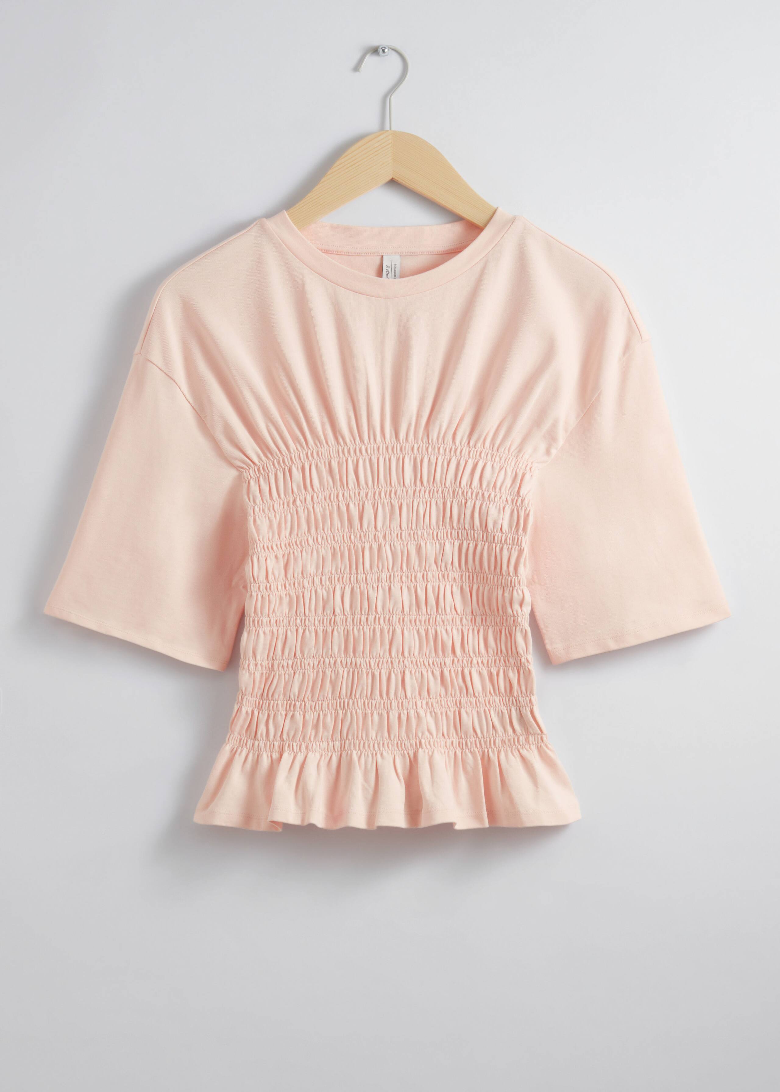 Smocked Crewneck Top - White - Still Life