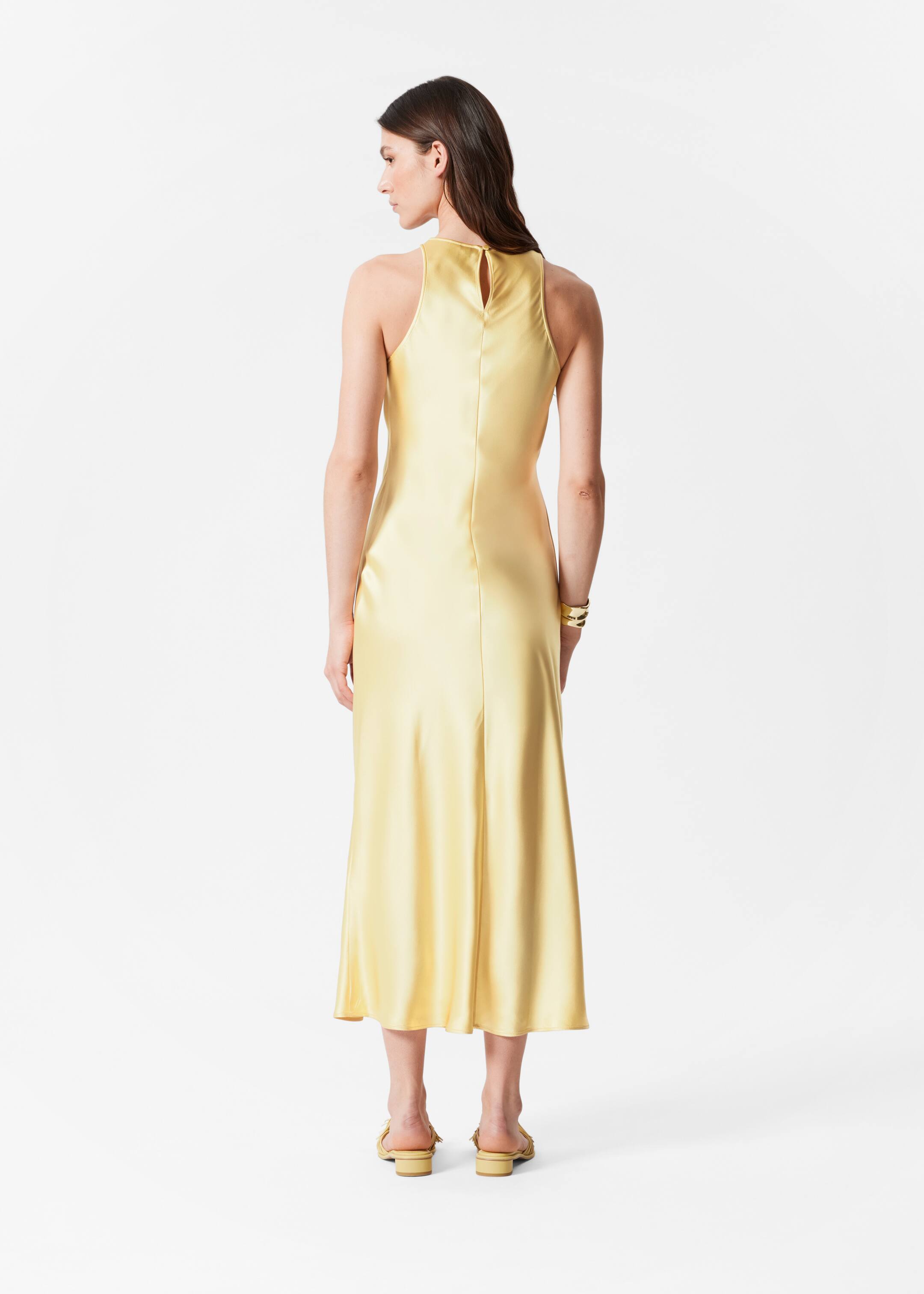 Ver imagen más grande: Vestido midi de satén sin mangas - Amarillo pastel - MUJER | H&M ES 3