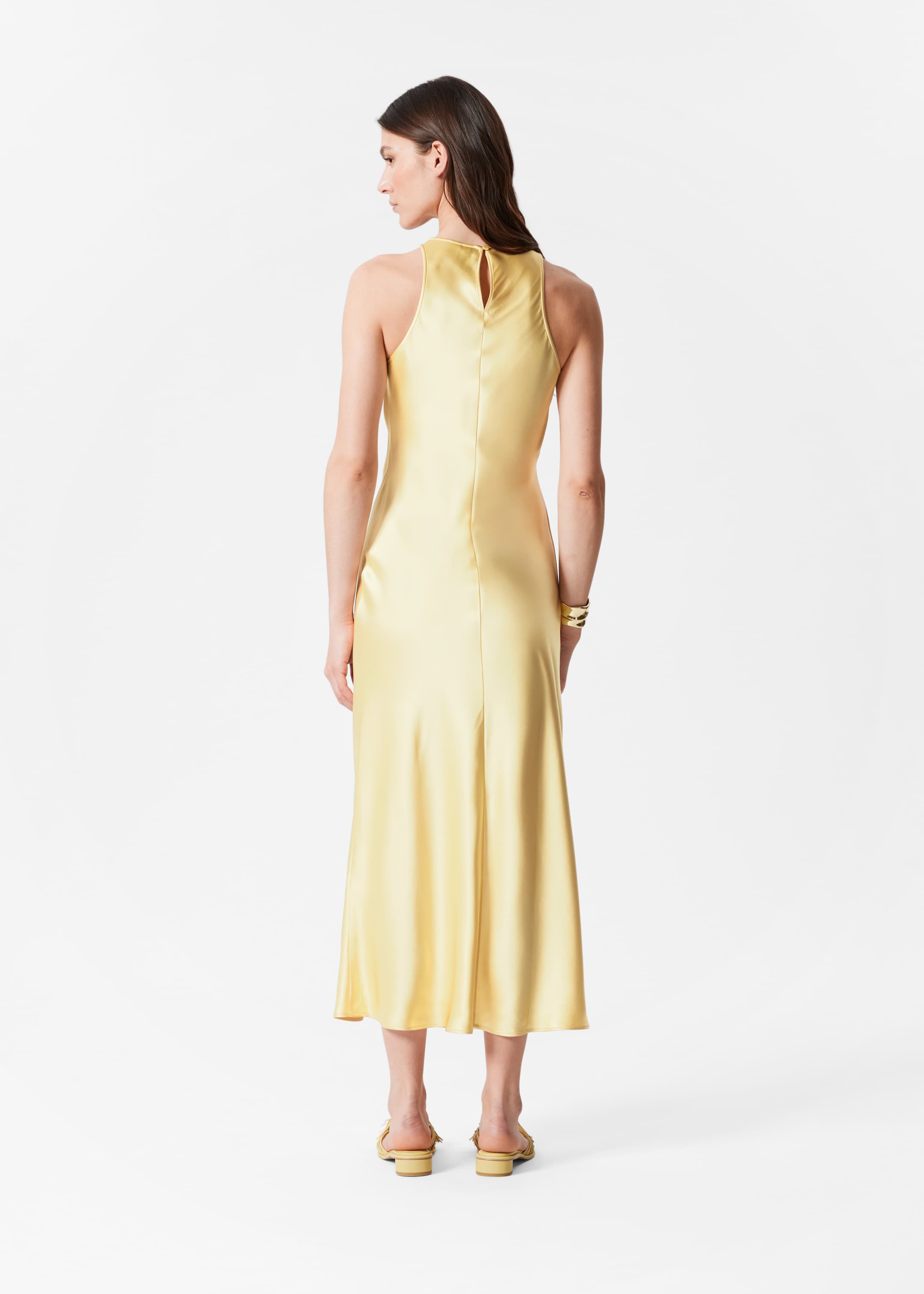 Se større billede: Ærmeløs midikjole i satin - Pastelgul - DAME | H&M DK 3