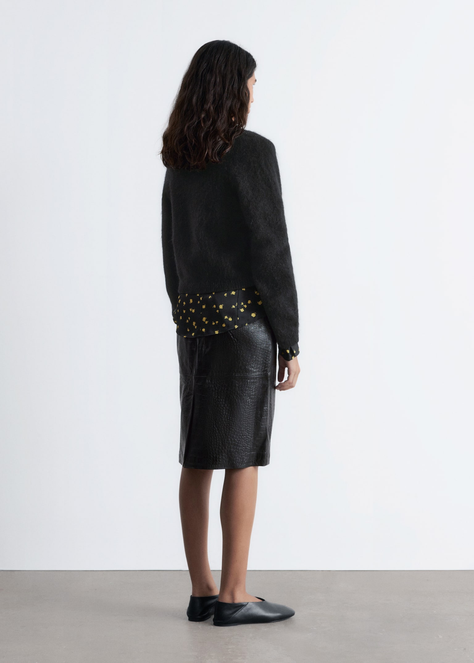 Brushed Knitted Cardigan - Zwart/Rood/Bruin - 5