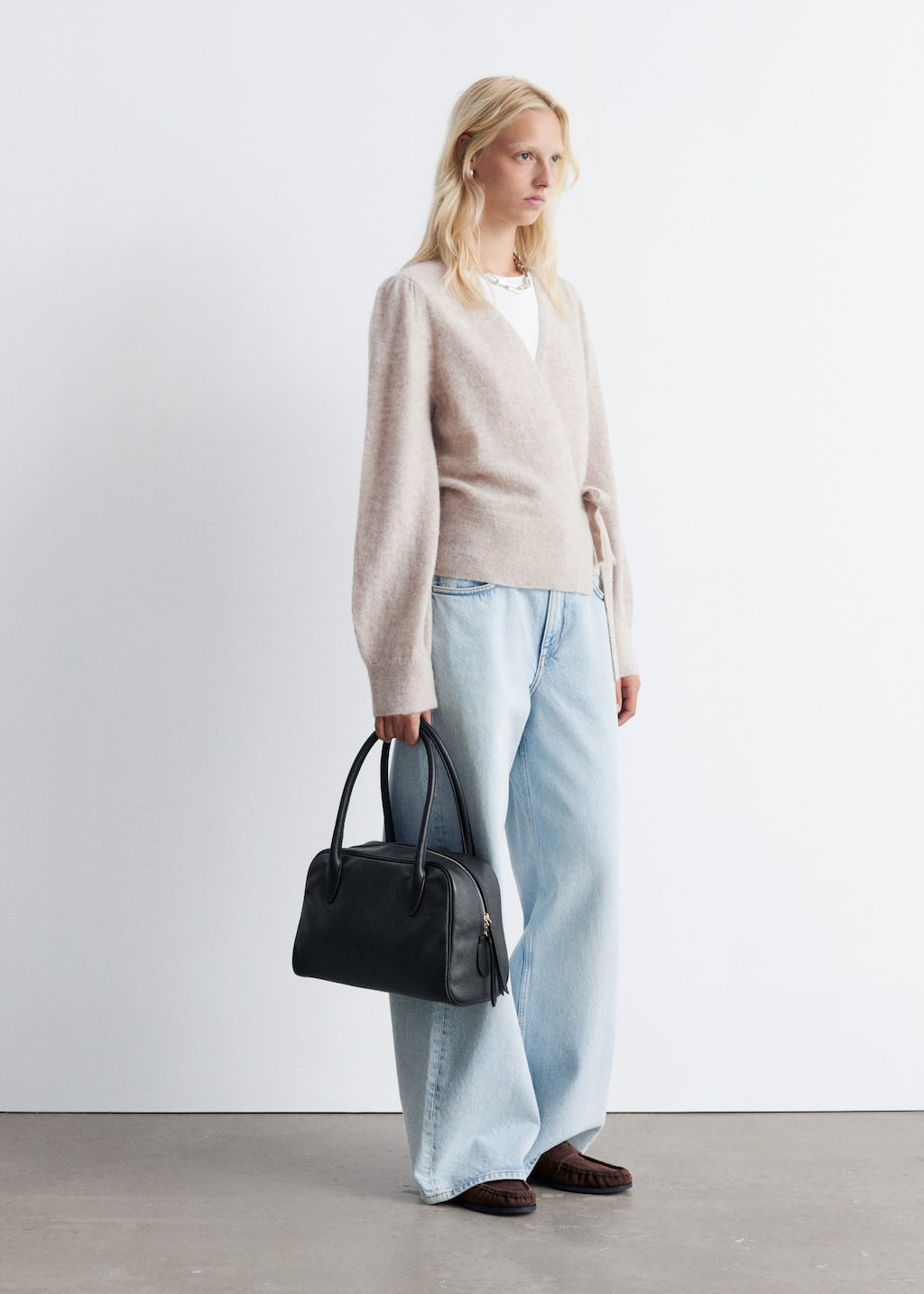 Image of Mohair-Blend Knitted Wrap Cardigan