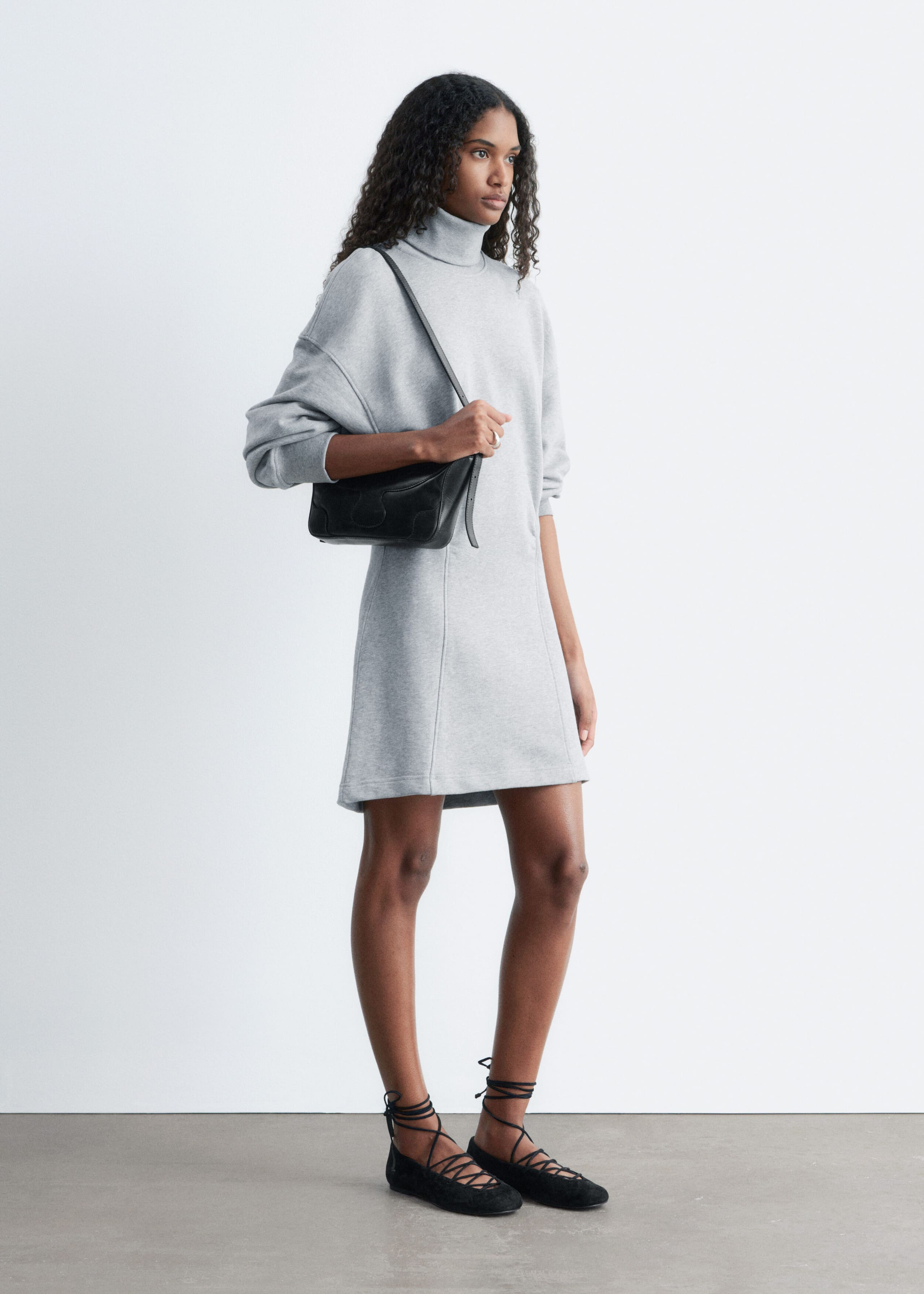 Image of Turtleneck Jersey Mini Dress