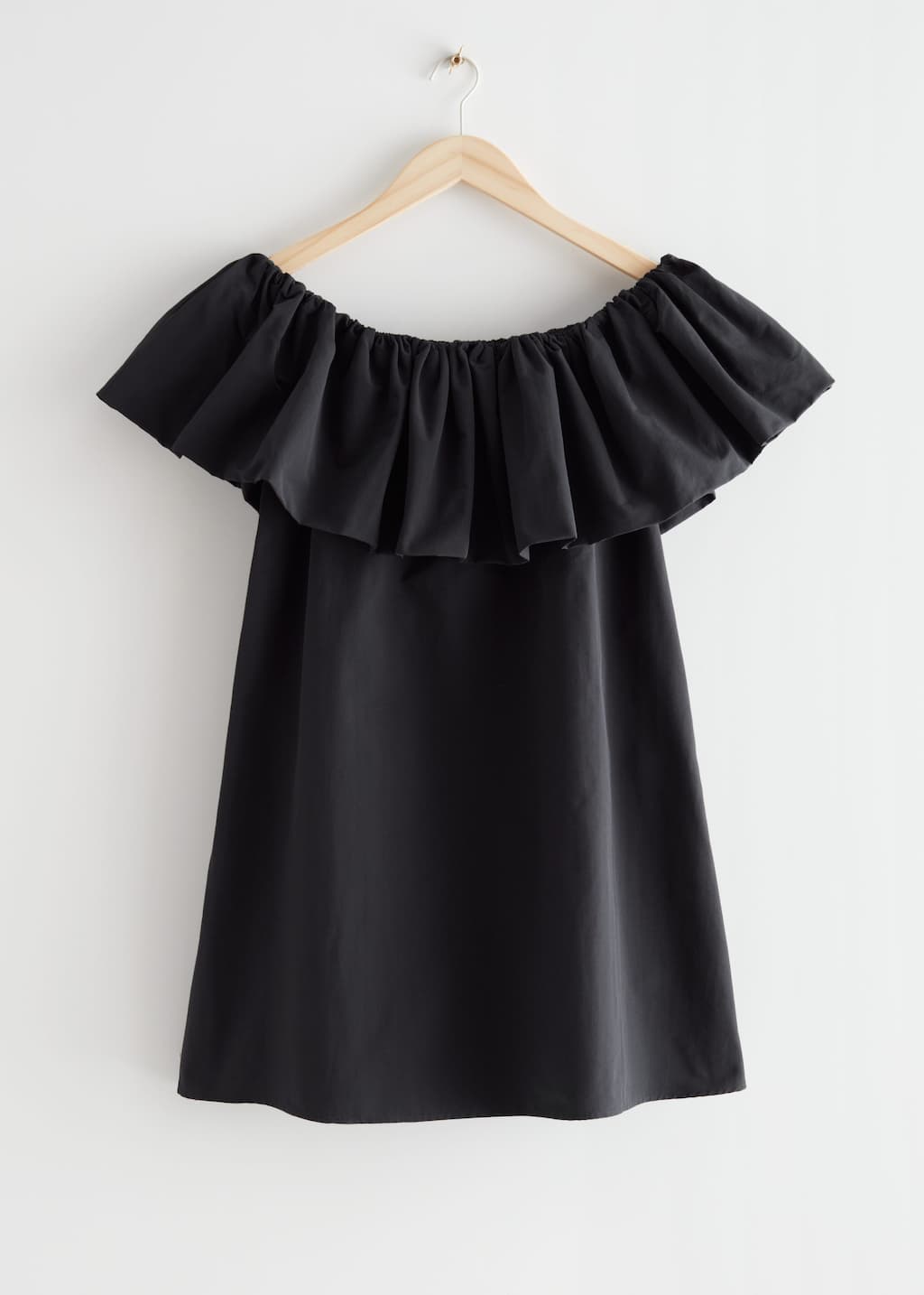 Ruffled Off-Shoulder Mini Dress - Black - Still Life