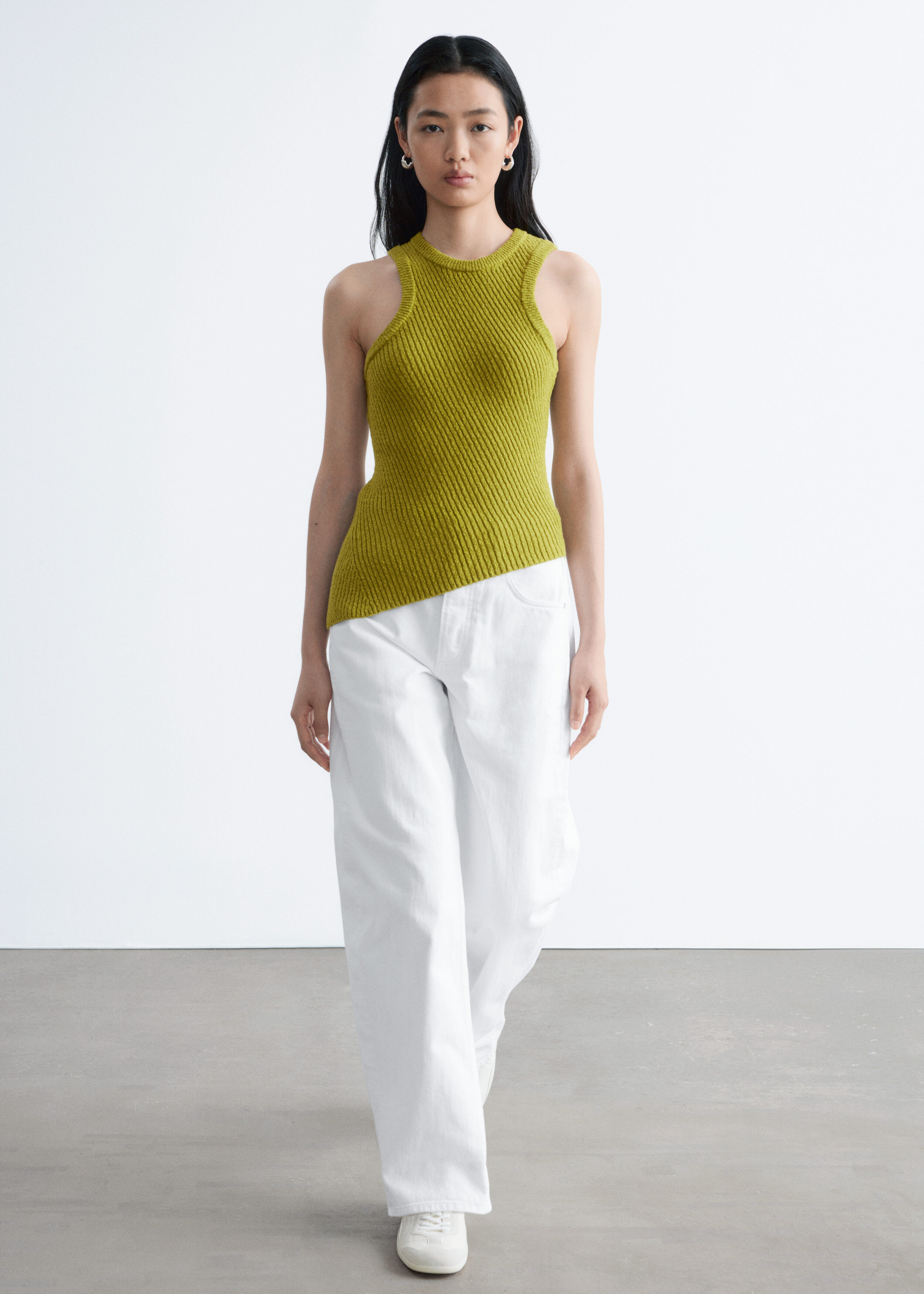 Asymmetric Rib-Knit Tank - Chartreuse - & Other Stories GB