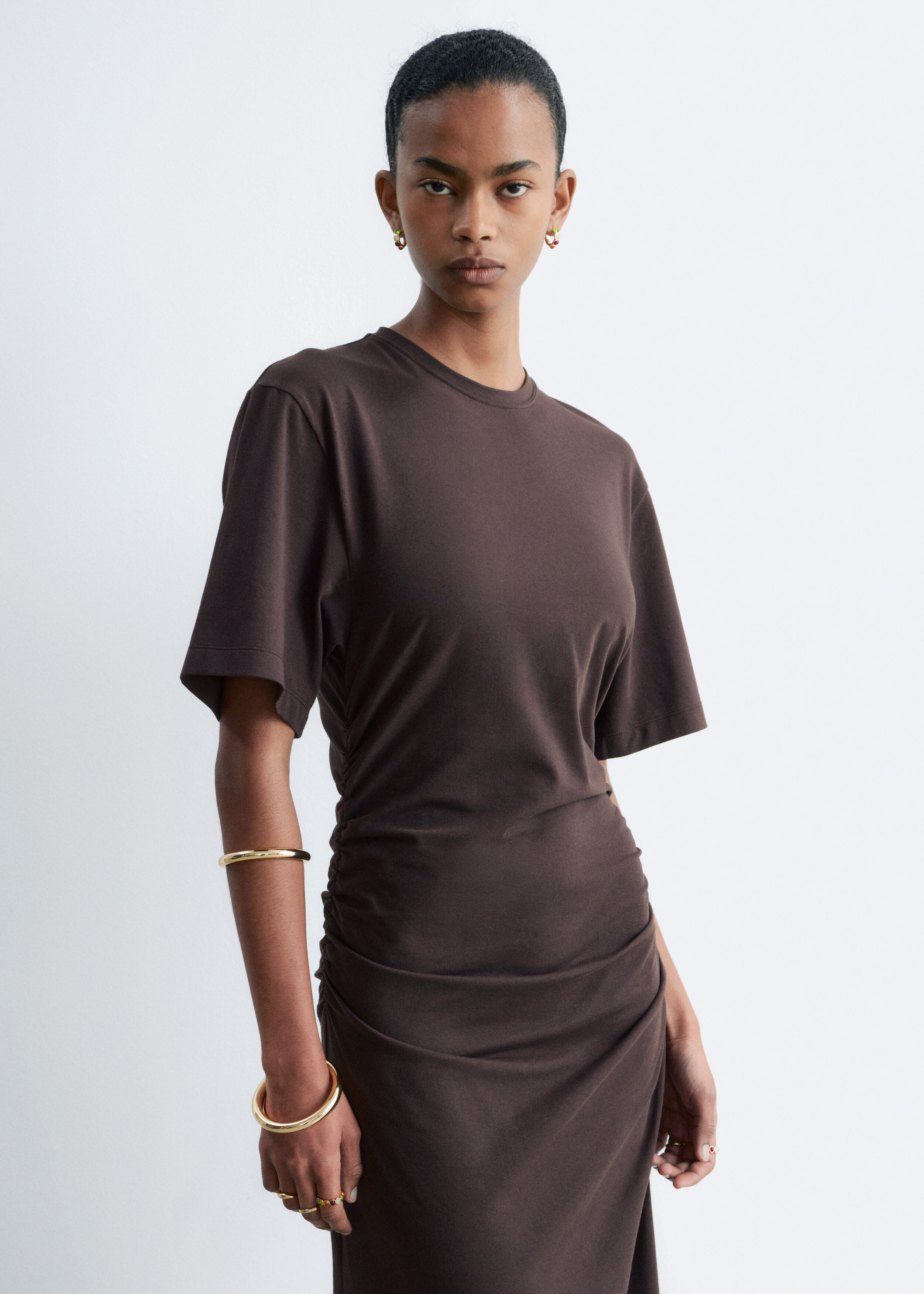 Asymmetric Midi T-Shirt Dress - Dark Brown - & Other Stories US