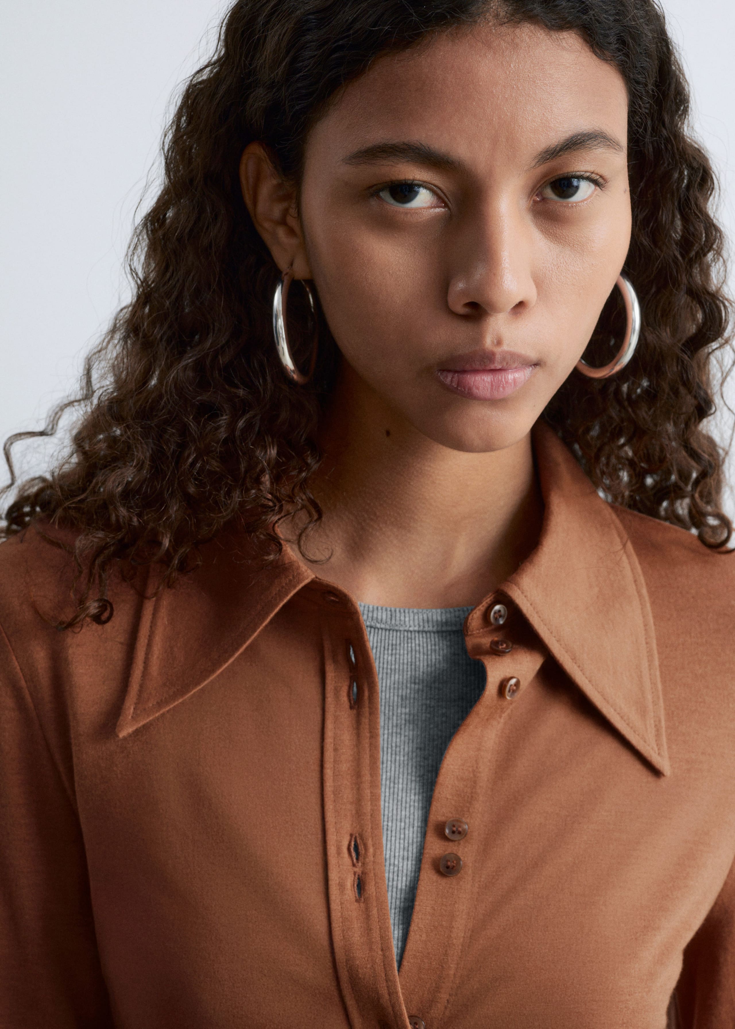Image of Pointed-Collar Jersey Shirt