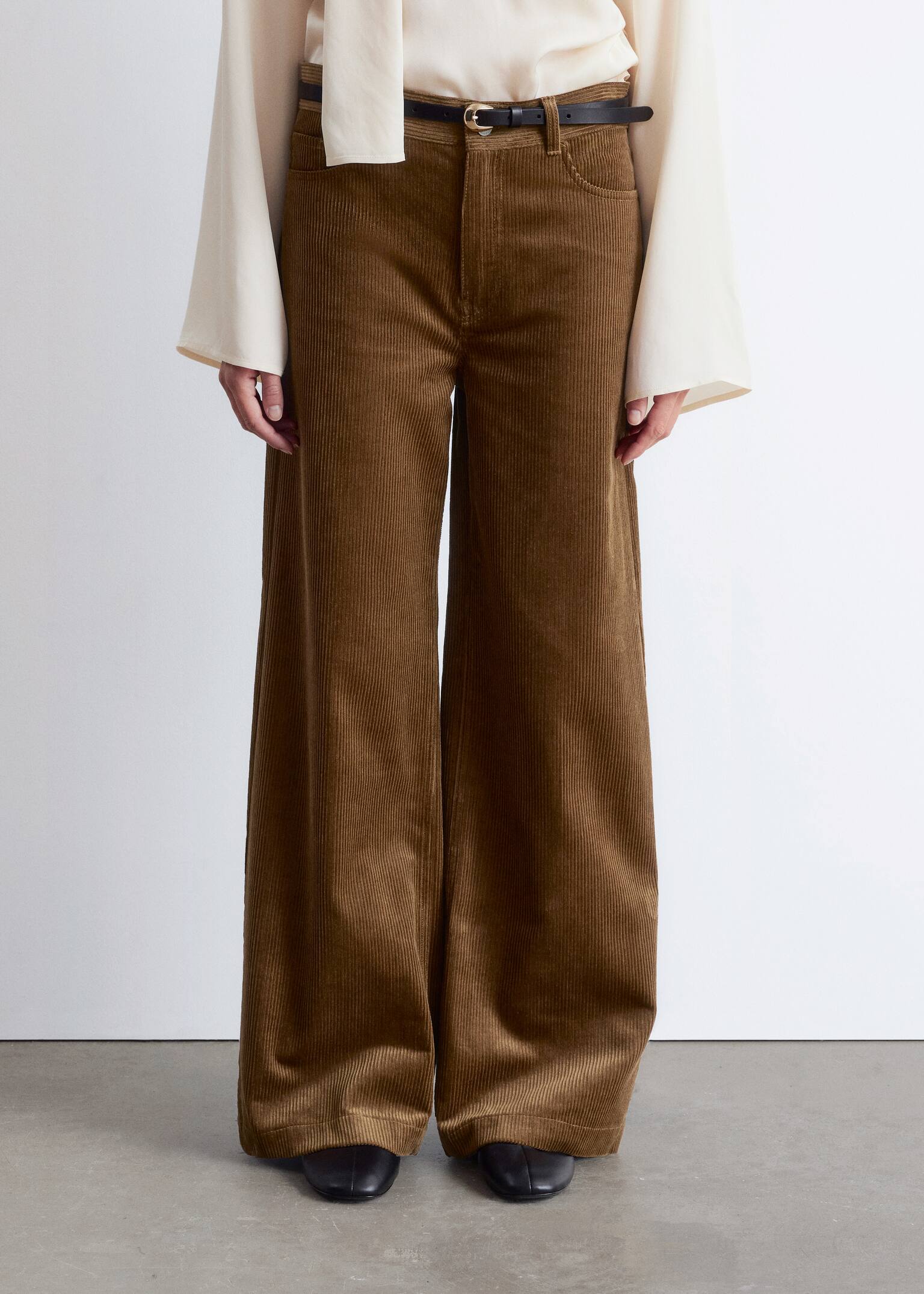 Cordhose mit weitem Bein - Mittelbraun/Dunkelrot/Dunkelbraun/Graubraun/Creme - 6