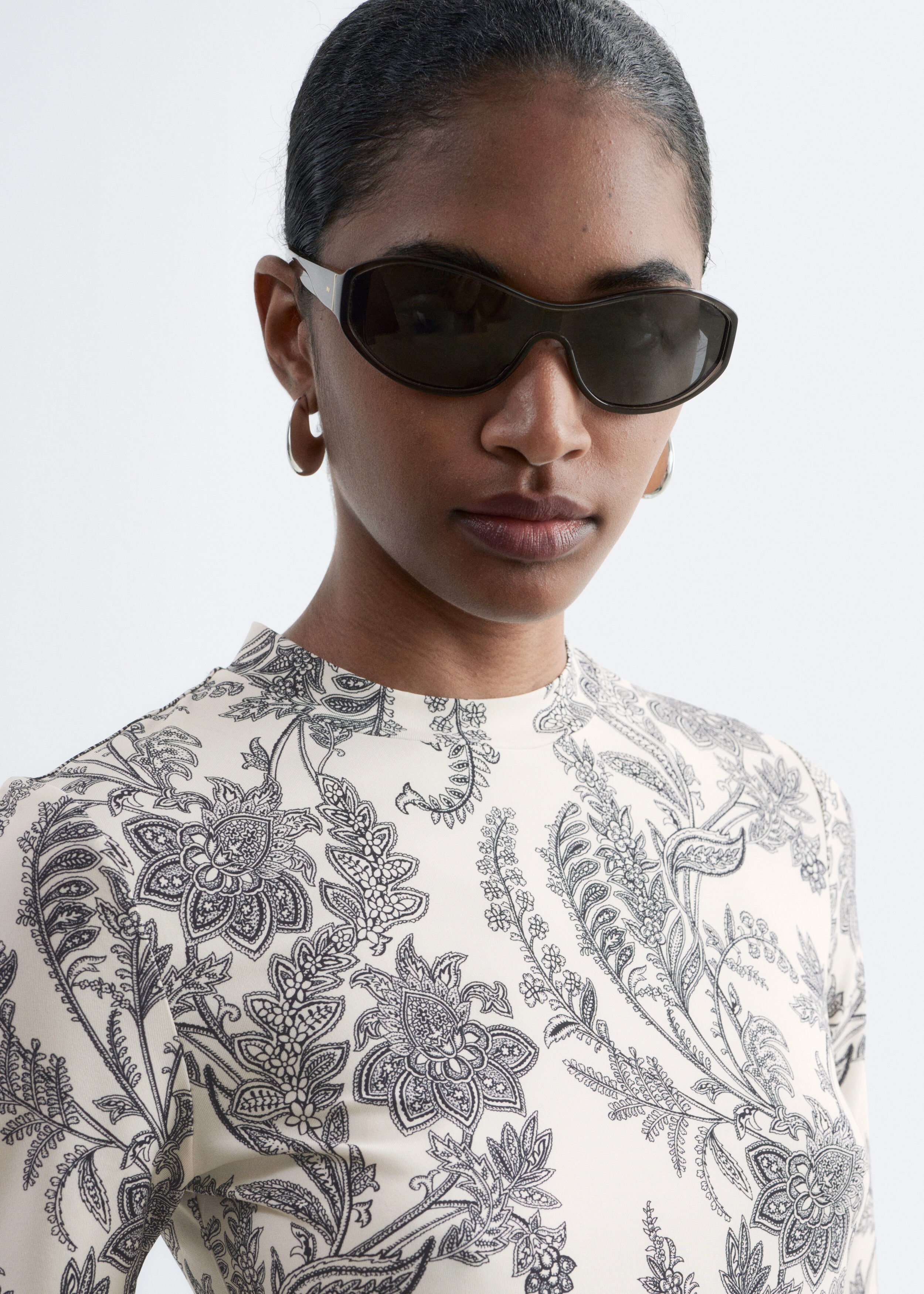 Mock-Neck Jersey Top - White/Paisley - & Other Stories US